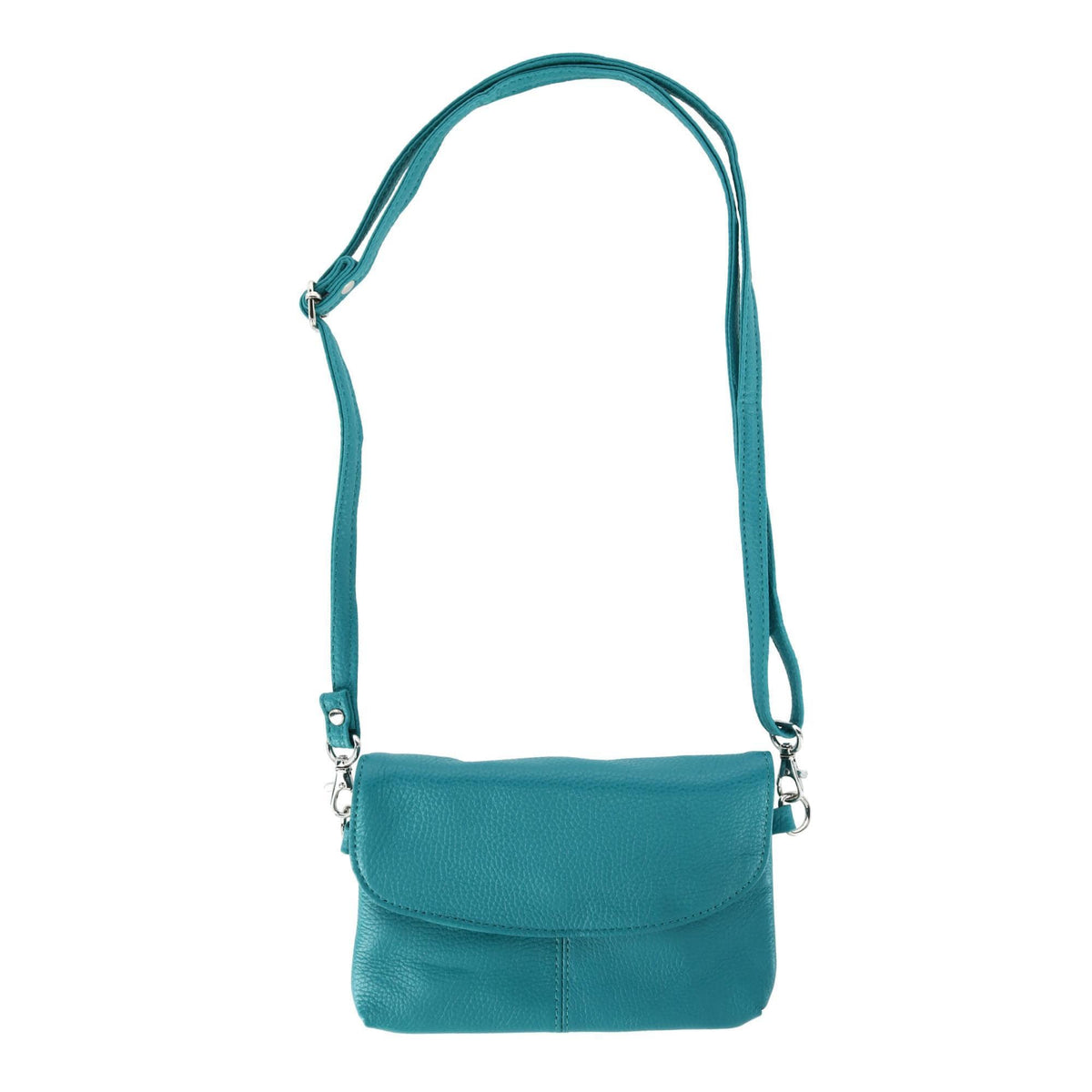 Cal-Wyn Women's Leather Wristlet Clutch with Removable Crossbody Strap - Turquoise