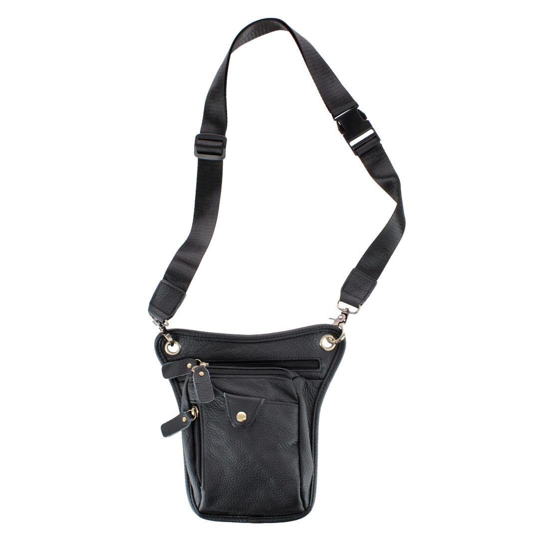 CTM® Covertible Leather Waistpack and Crossbody Travel Bag - Covertible Leather Waistpack and Crossbody Travel Bag