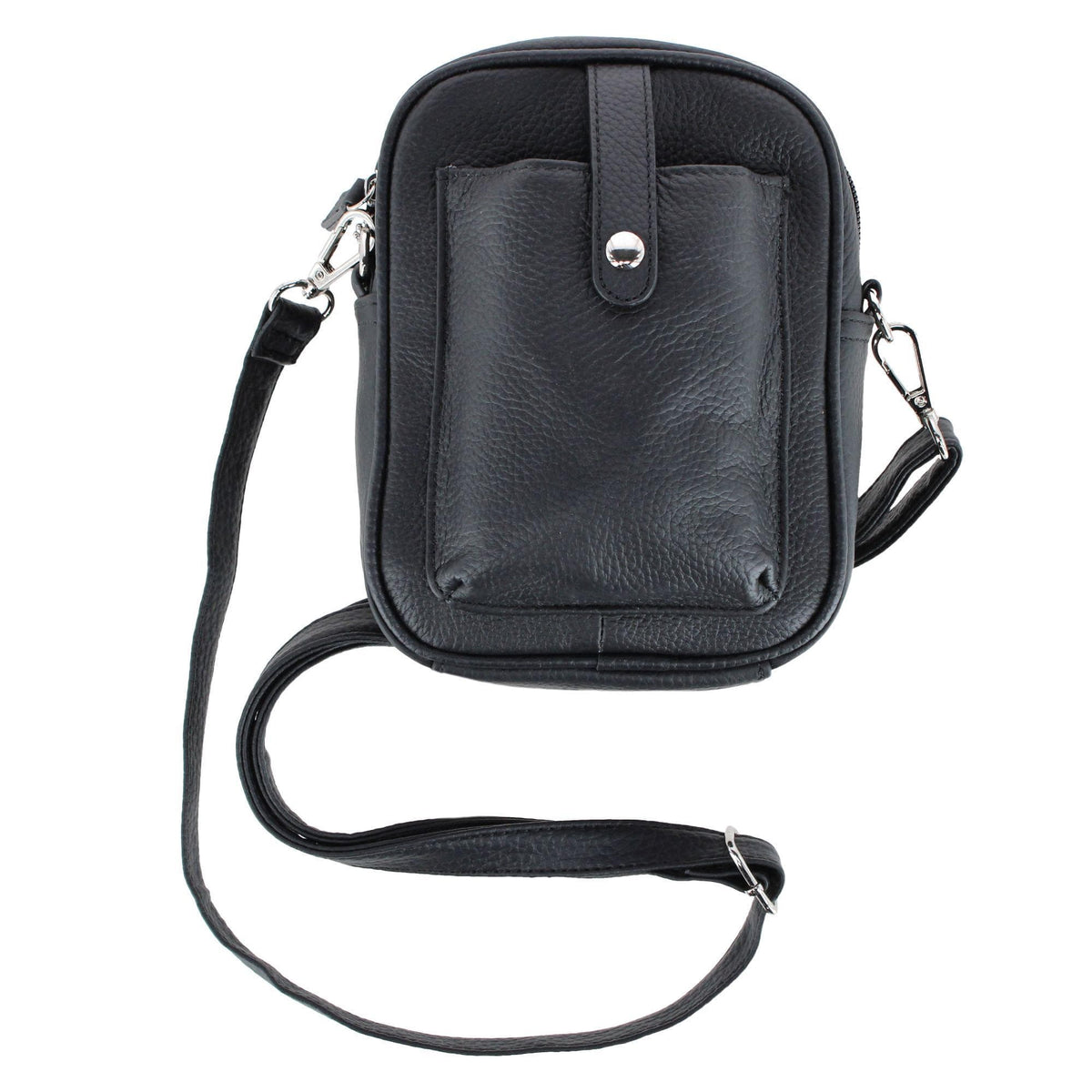 Cal-Wyn Women's Leather Phone Pocket Crossbody Handbag - Black