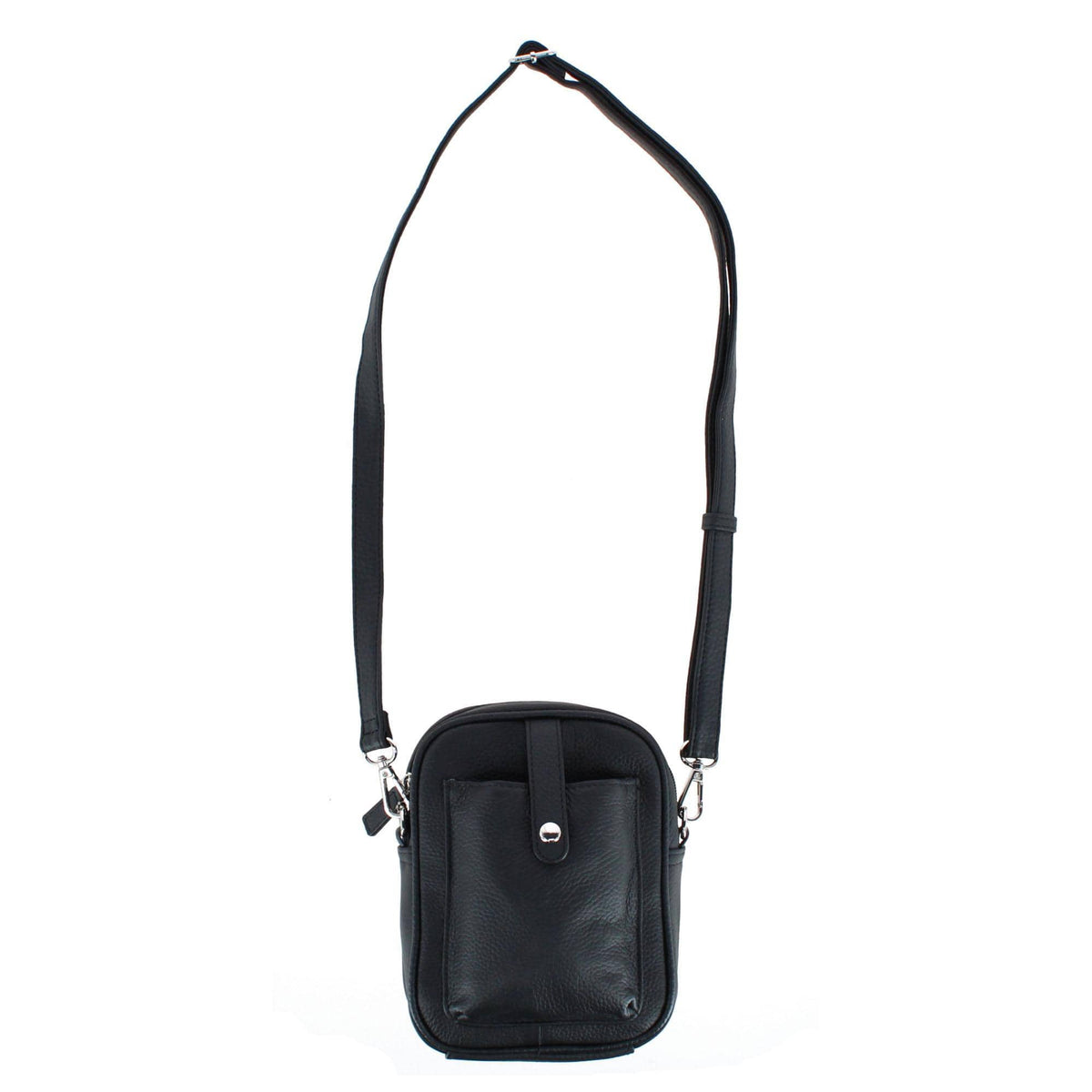Cal-Wyn Women's Leather Phone Pocket Crossbody Handbag - Black