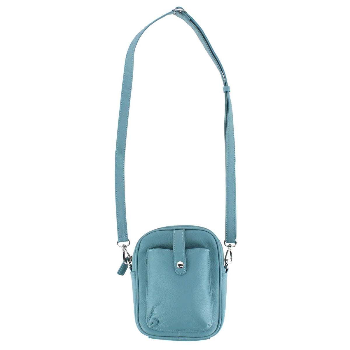 Cal-Wyn Women's Leather Phone Pocket Crossbody Handbag - Blue