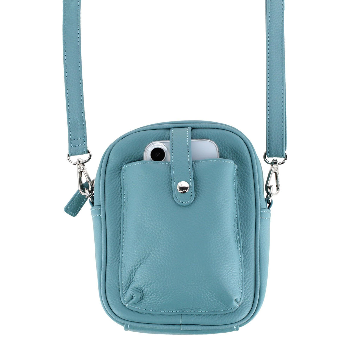 Cal-Wyn Women's Leather Phone Pocket Crossbody Handbag - Blue
