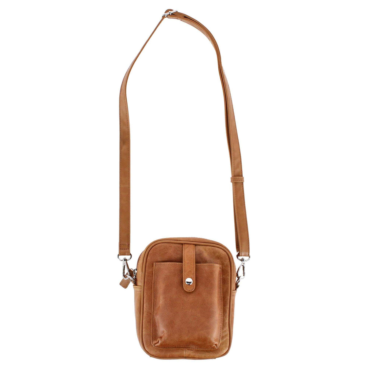Cal-Wyn Women's Leather Phone Pocket Crossbody Handbag - Brown