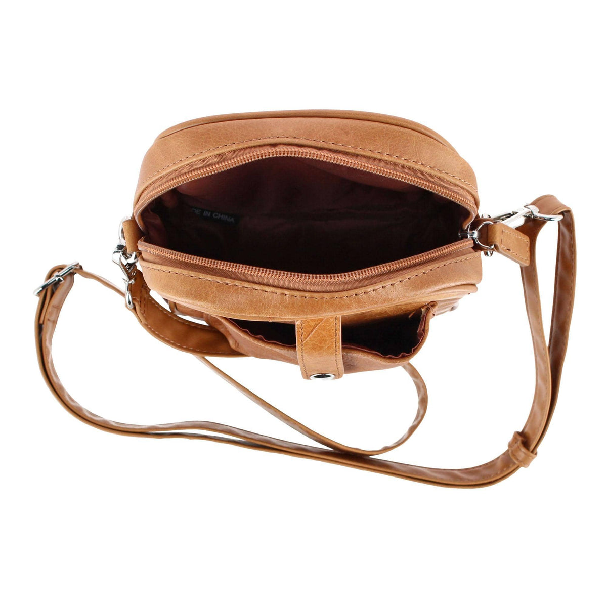Cal-Wyn Women's Leather Phone Pocket Crossbody Handbag - Brown