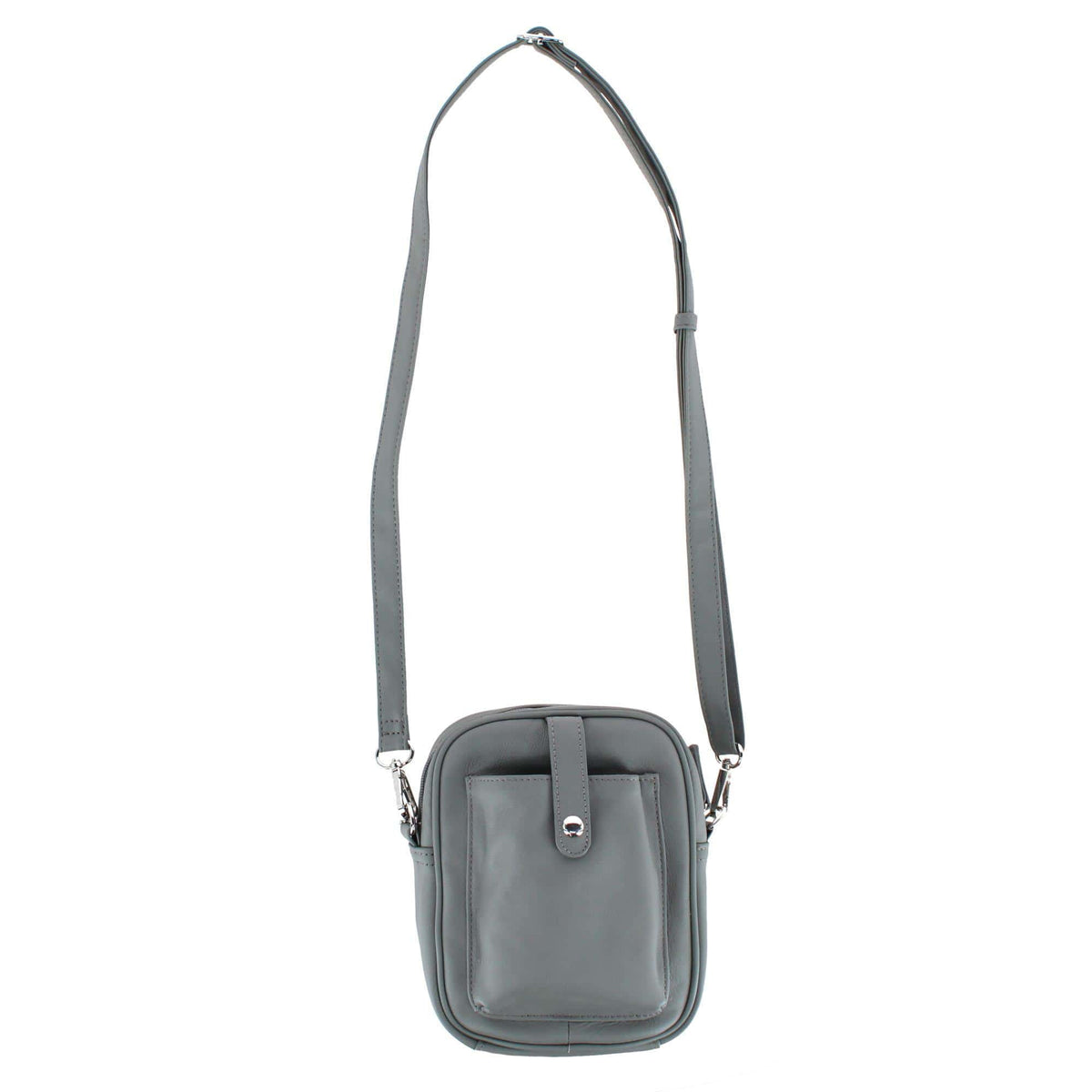 Cal-Wyn Women's Leather Phone Pocket Crossbody Handbag - Gray