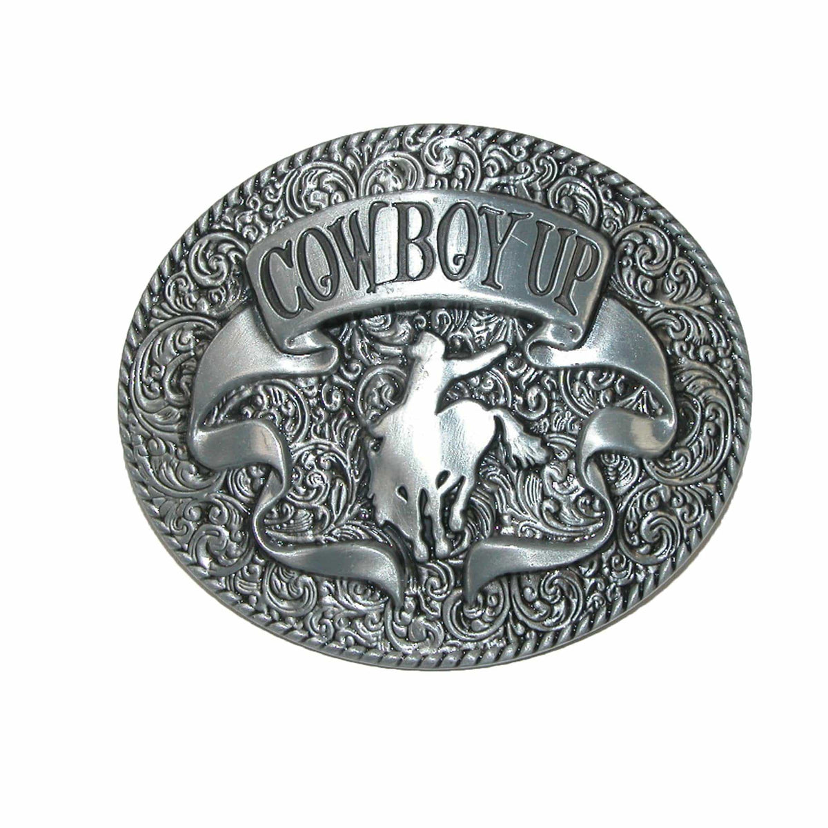 CTM® Cowboy Up Belt Buckle - Silver