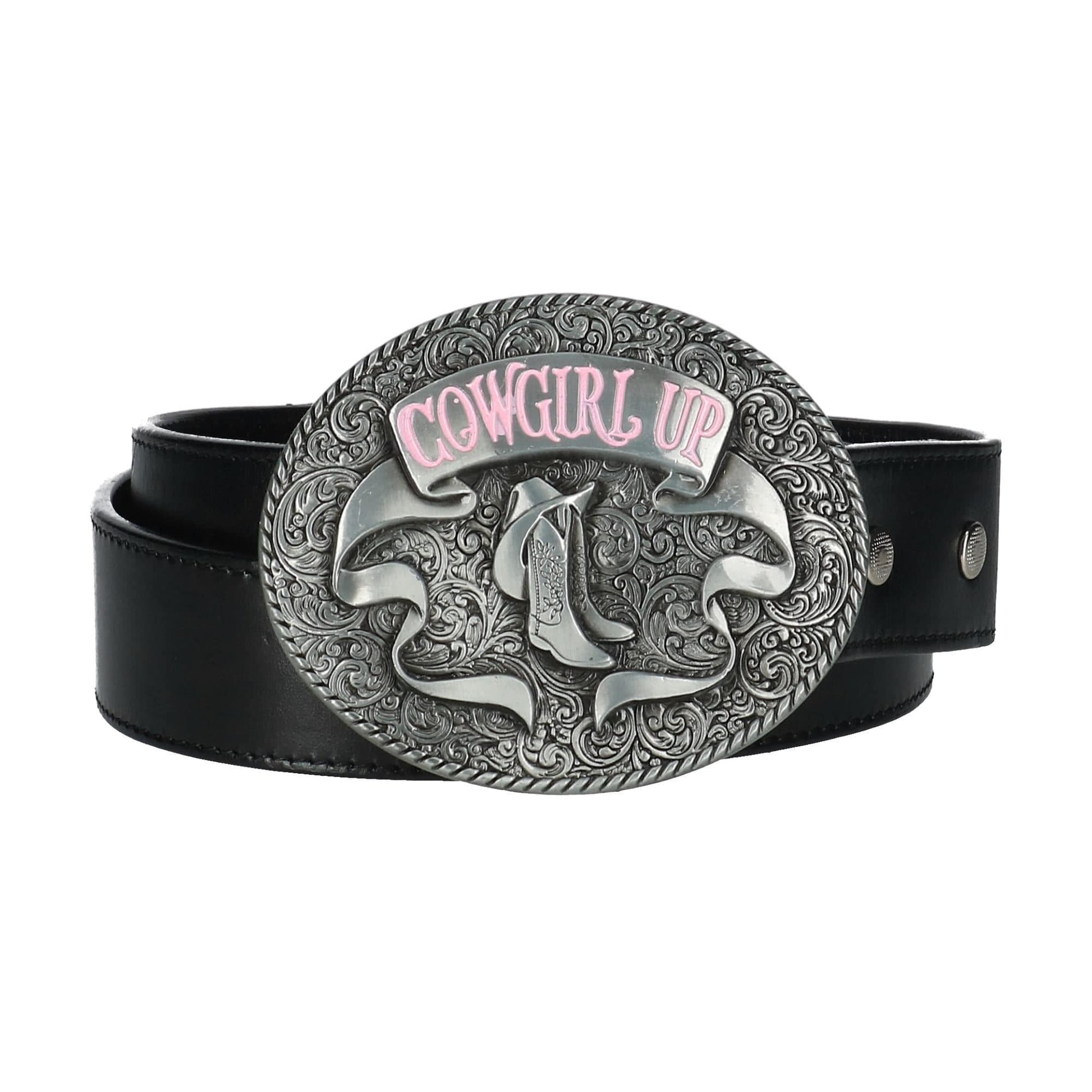 CTM® Cowgirl Up Belt Buckle with Boots - Silver