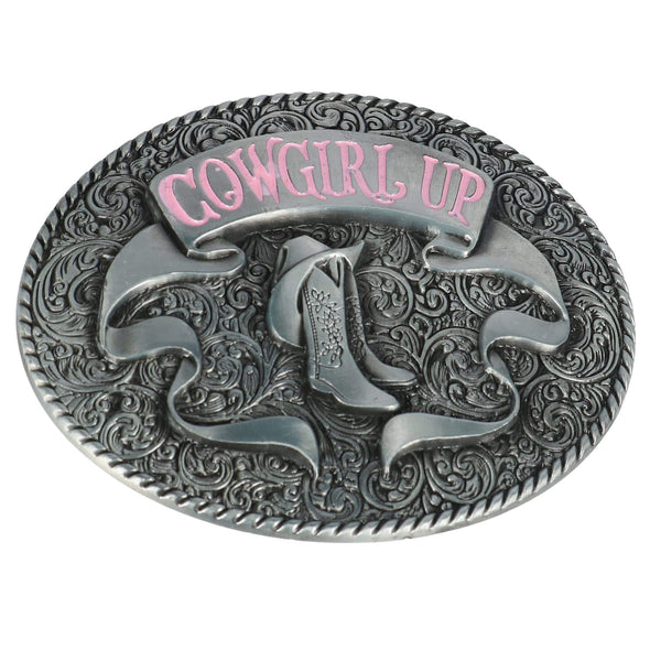 Cowgirl Up Belt Buckle with Boots