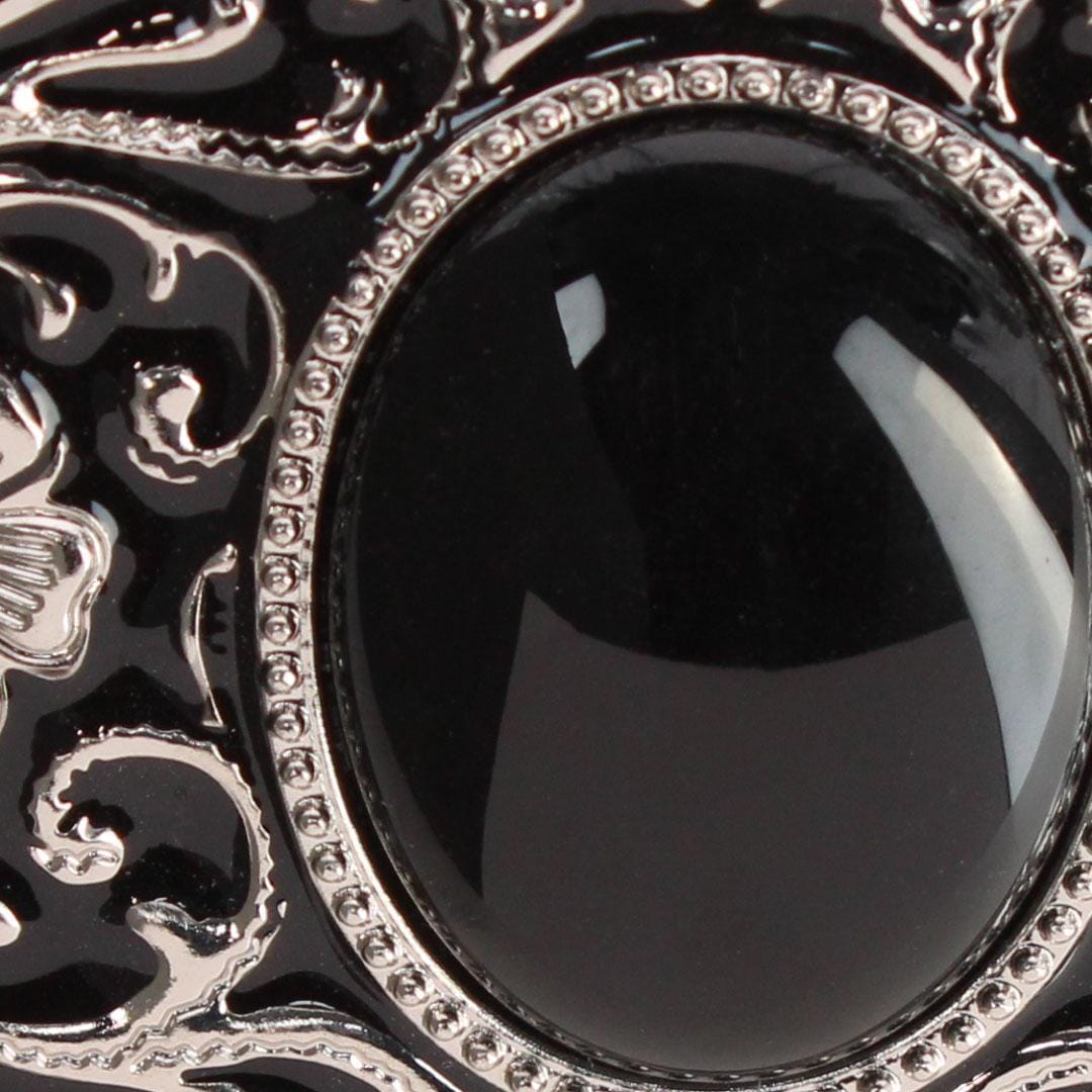 CTM® Women's Ornate Floral Silver Belt Buckle - Black