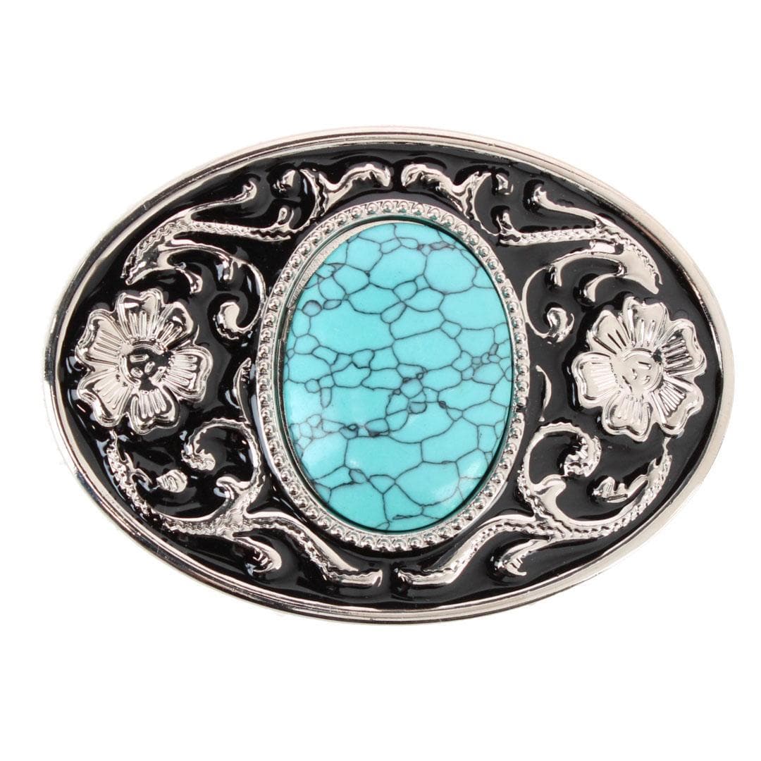 CTM® Women's Ornate Floral Silver Belt Buckle