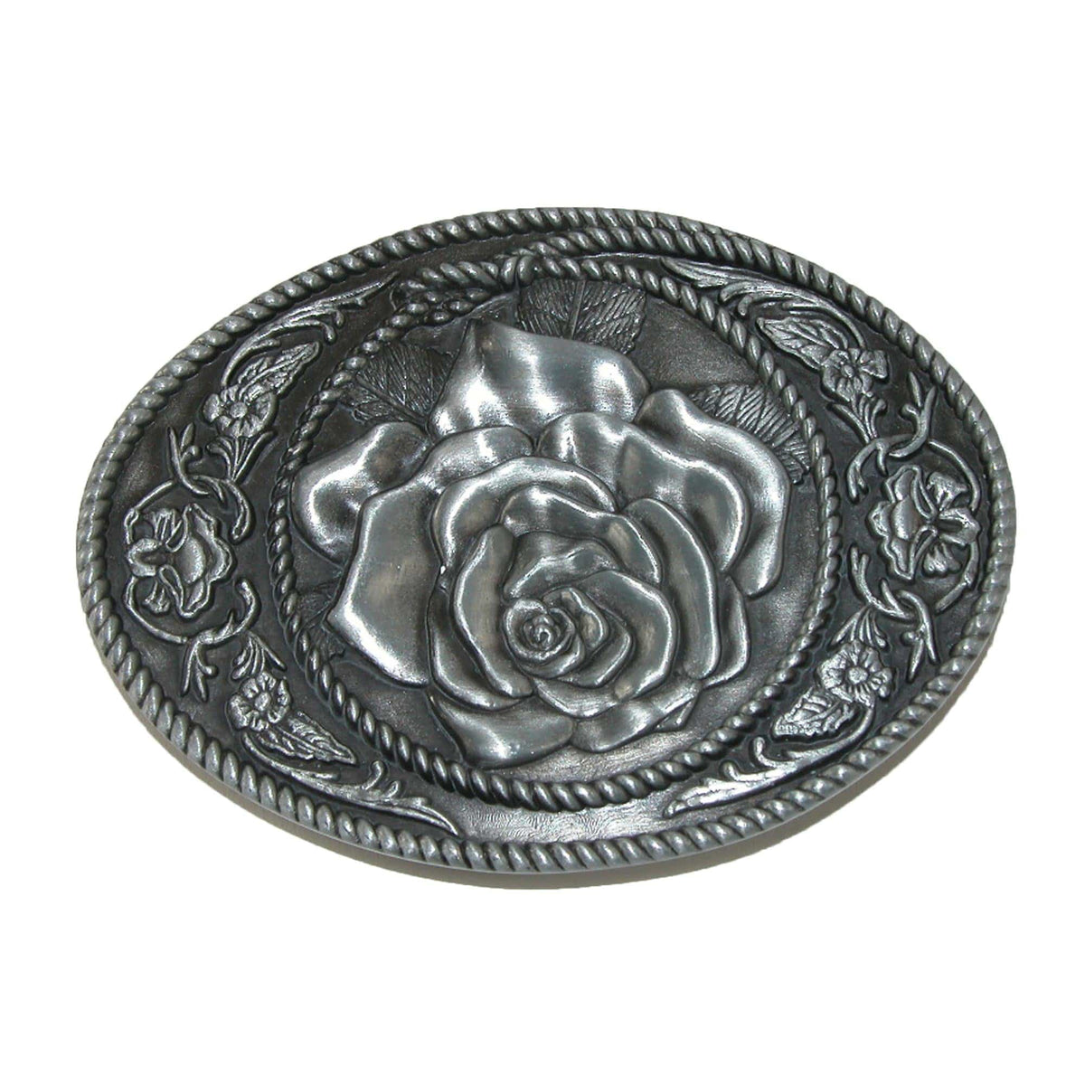 CTM® Women's Western Rose Belt Buckle - Silver