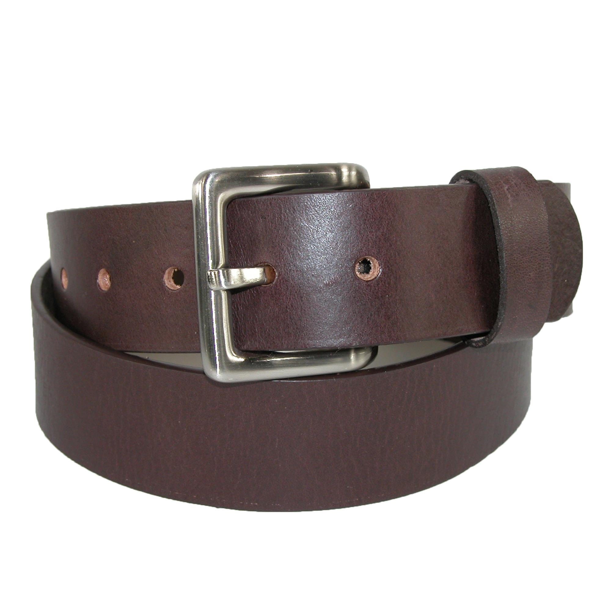 CTM® Men's Bridle Belt with Don't Tread on Me Buckle (2 Buckle Set) - Brown with Bronze Buckle