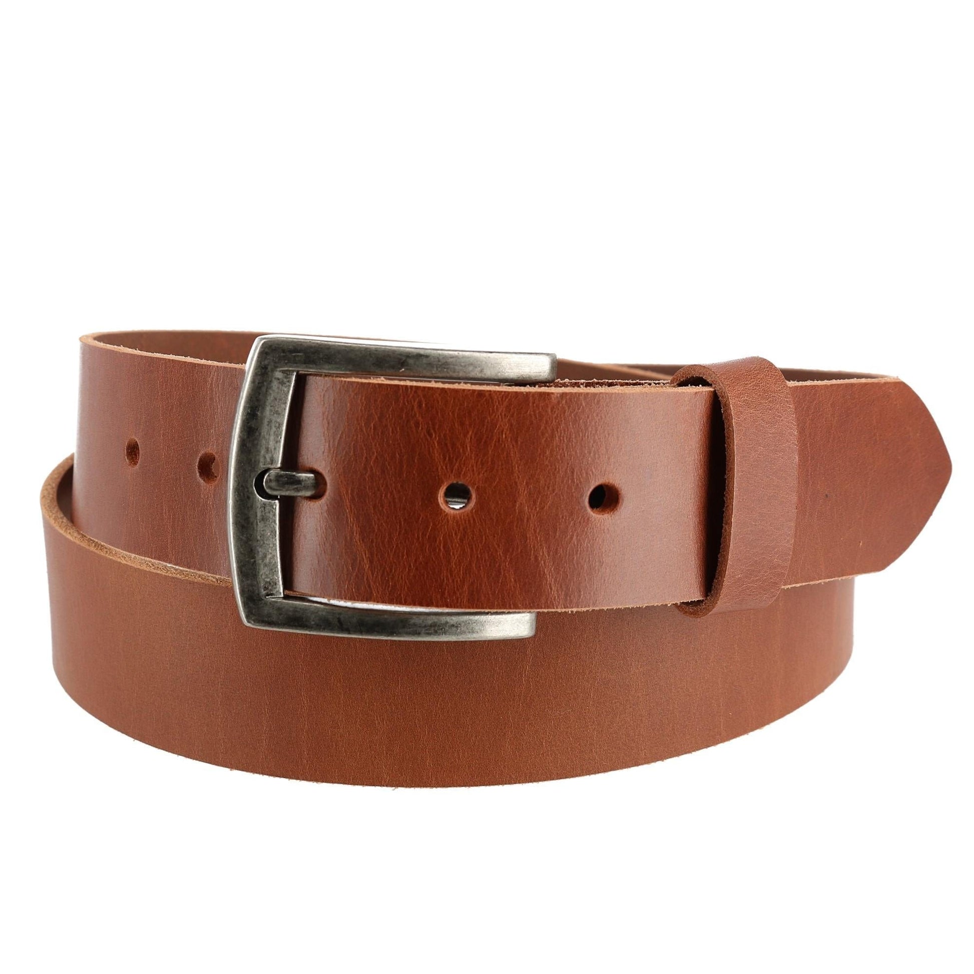 CTM® Men's Bridle Belt with Don't Tread on Me Buckle (2 Buckle Set) - Tan with Silver Buckle
