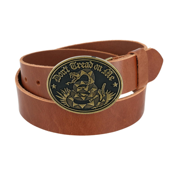 Men's Bridle Belt with Don't Tread on Me Buckle (2 Buckle Set)