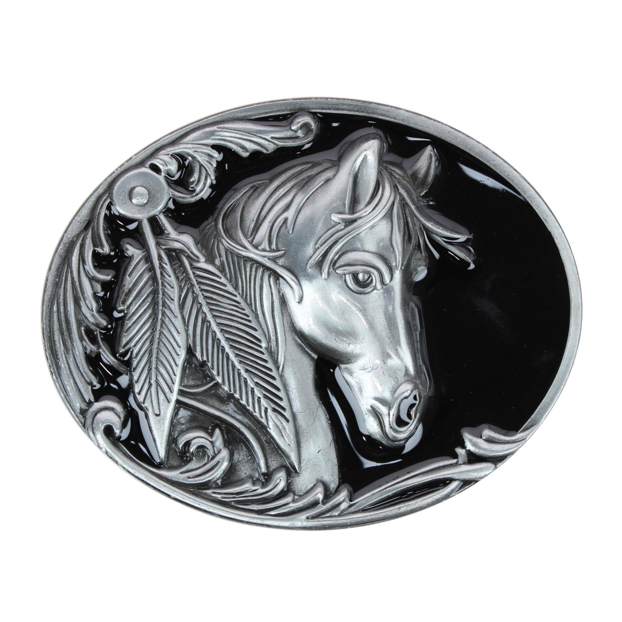 CTM® Women's Horse Belt Buckle - Black