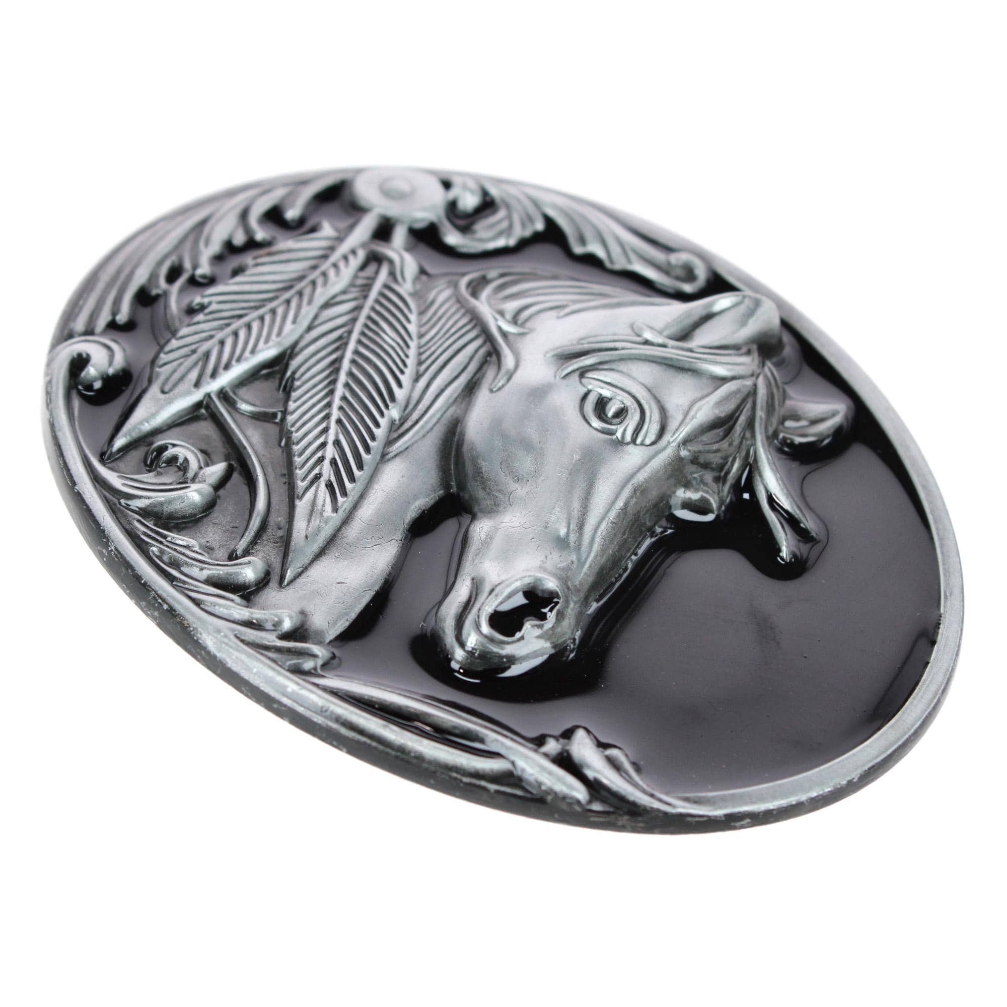 CTM® Women's Horse Belt Buckle - Black