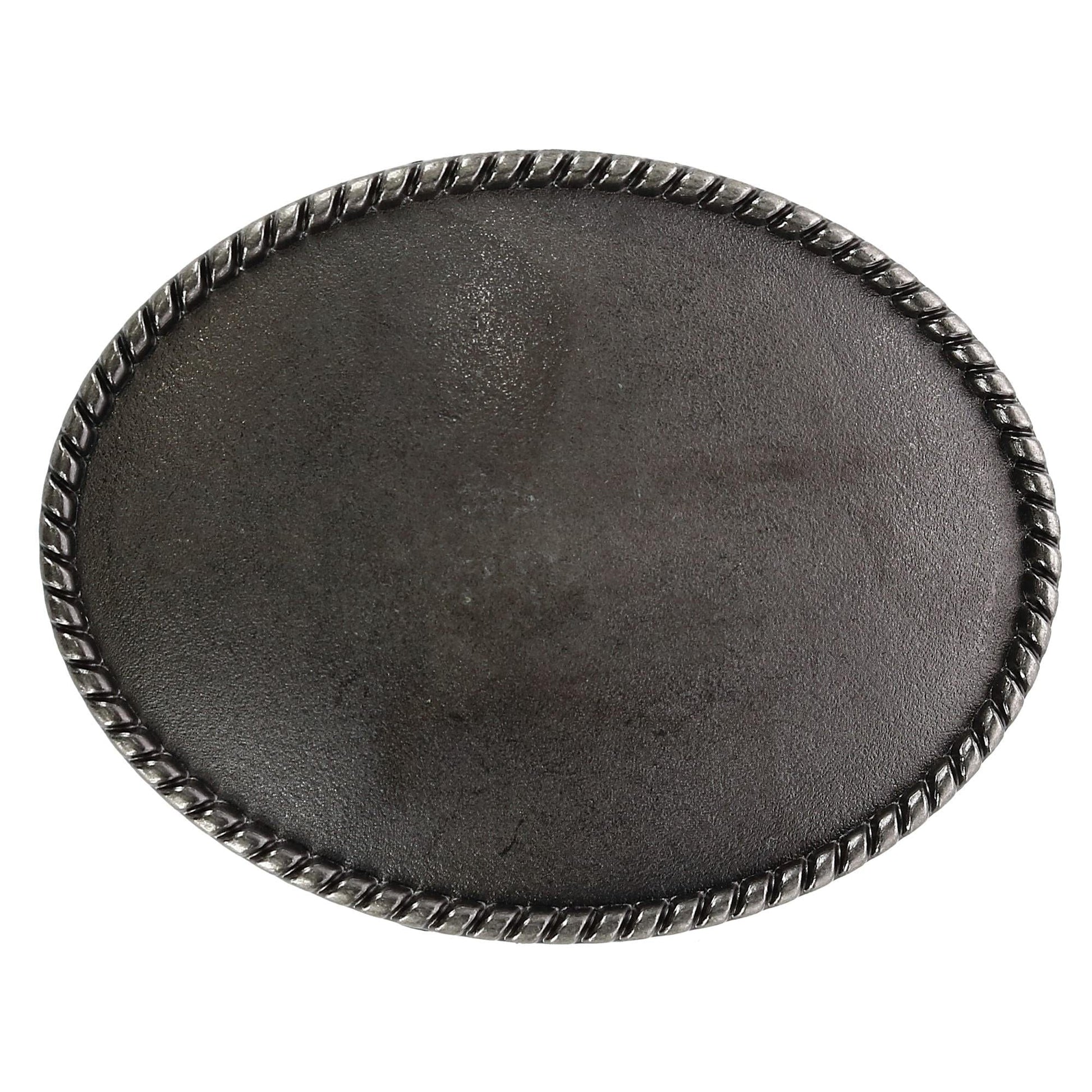 CTM® Blank Oval Belt Buckle with Edge Detail - Antiqued Silver