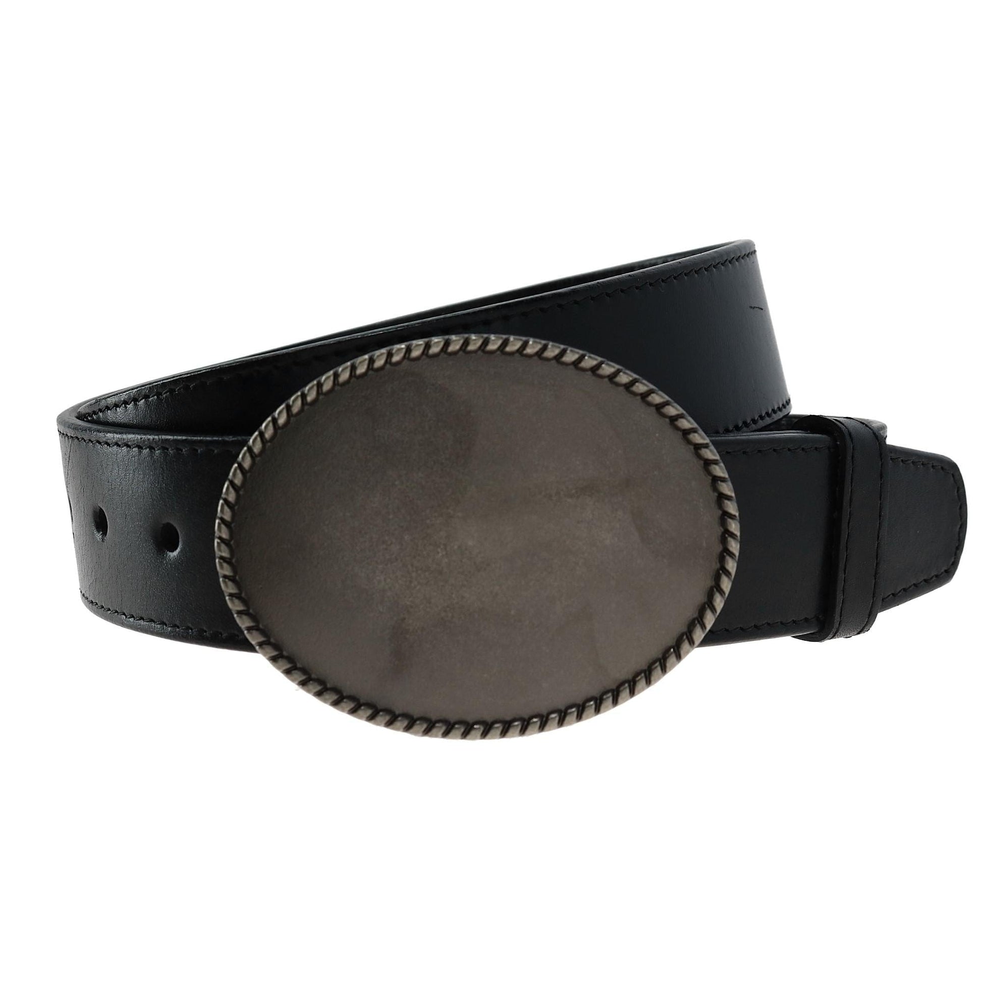 CTM® Blank Oval Belt Buckle with Edge Detail - Antiqued Silver