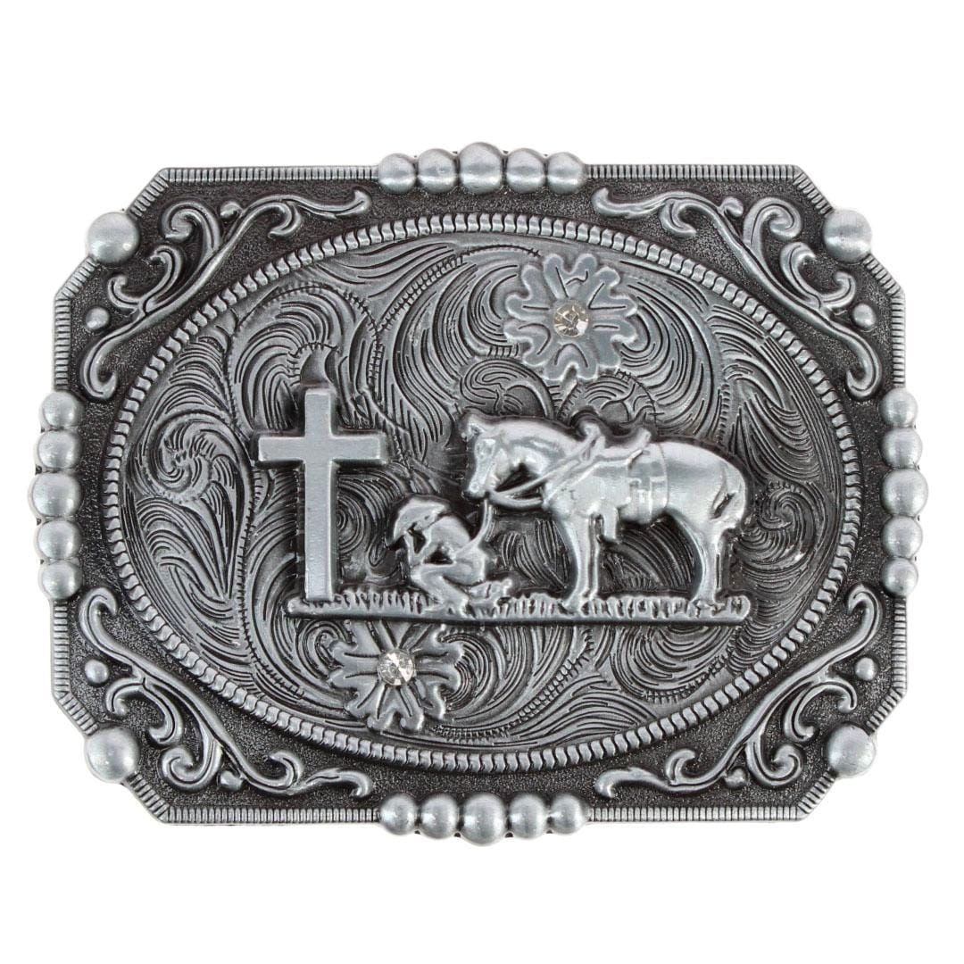 CTM® Men's Praying Cowboy and Cross Belt Buckle - Men's Praying Cowboy and Cross Belt Buckle