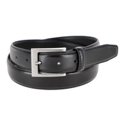 Men's Basic Dress Belt 1 1/8 Inch Leather Silver Buckle