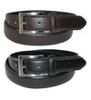 Men's Leather Basic Dress Belt with Silver Buckle (Pack of 2 Colors)