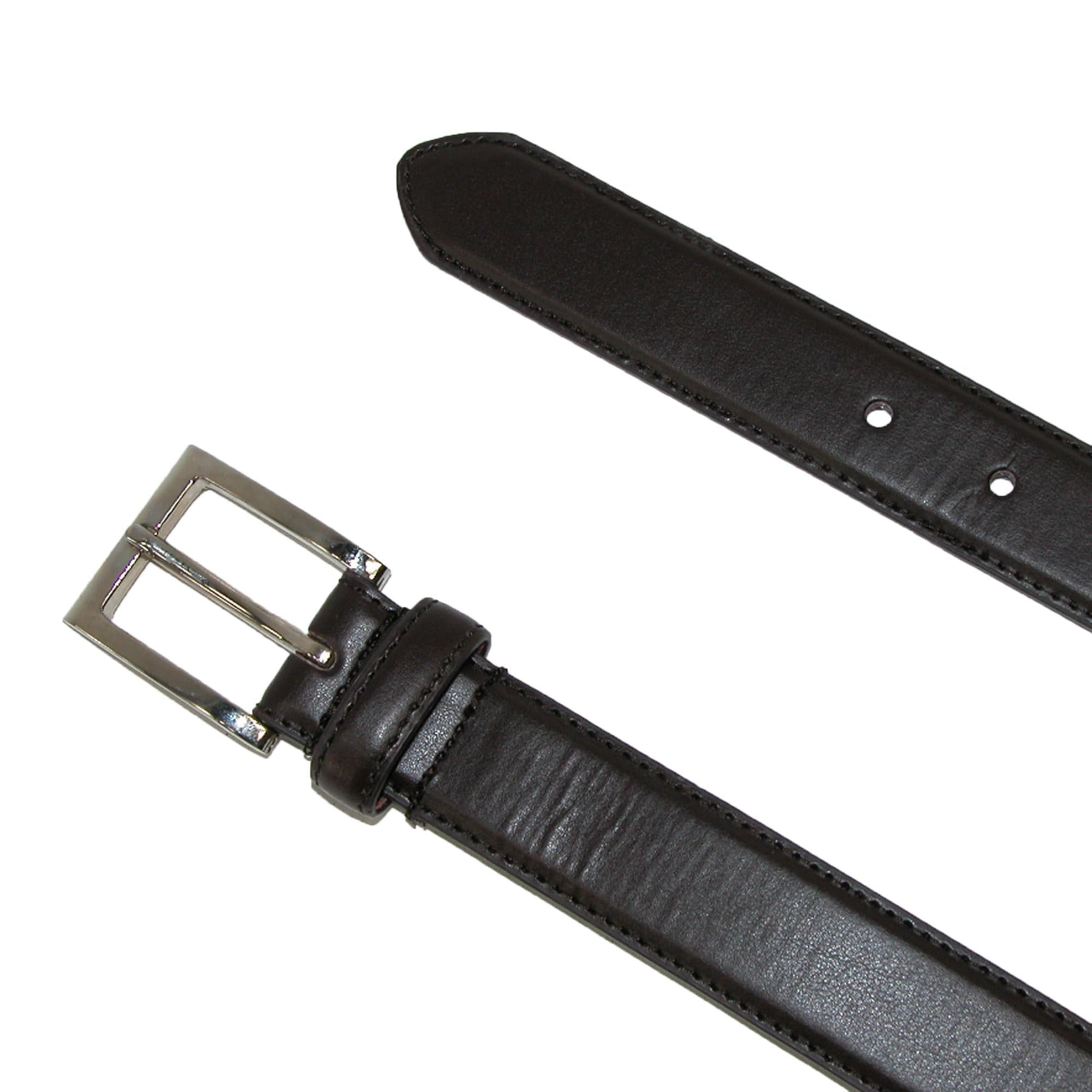 CTM Men's Basic Leather Dress Belt - Silver Buckle, 1.125 Inches Wide, Bonded Leather, Sizes Up - View #2