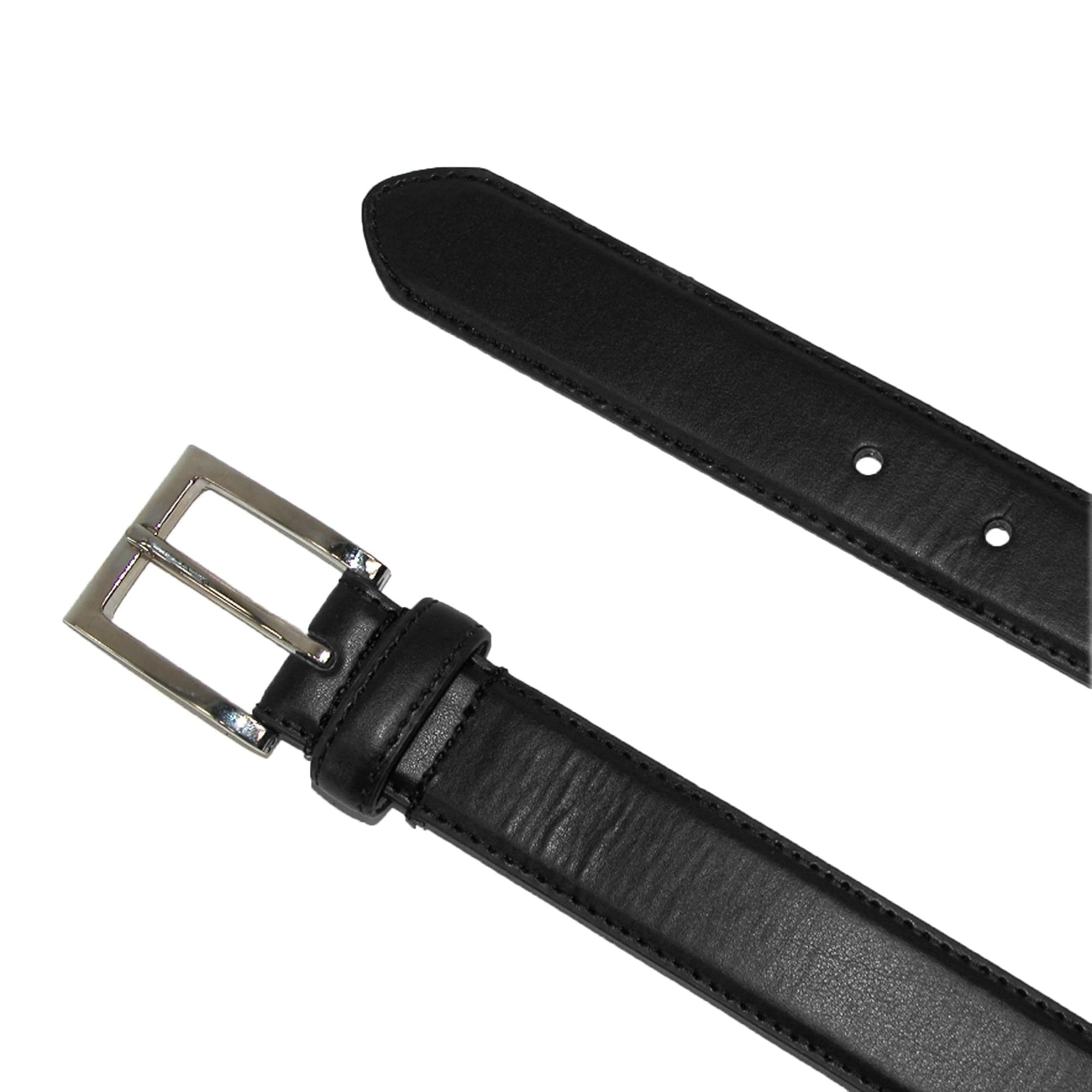 CTM® Men's Big & Tall Leather Dress Belt with Silver Buckle (Pack of 2) - Black and Brown