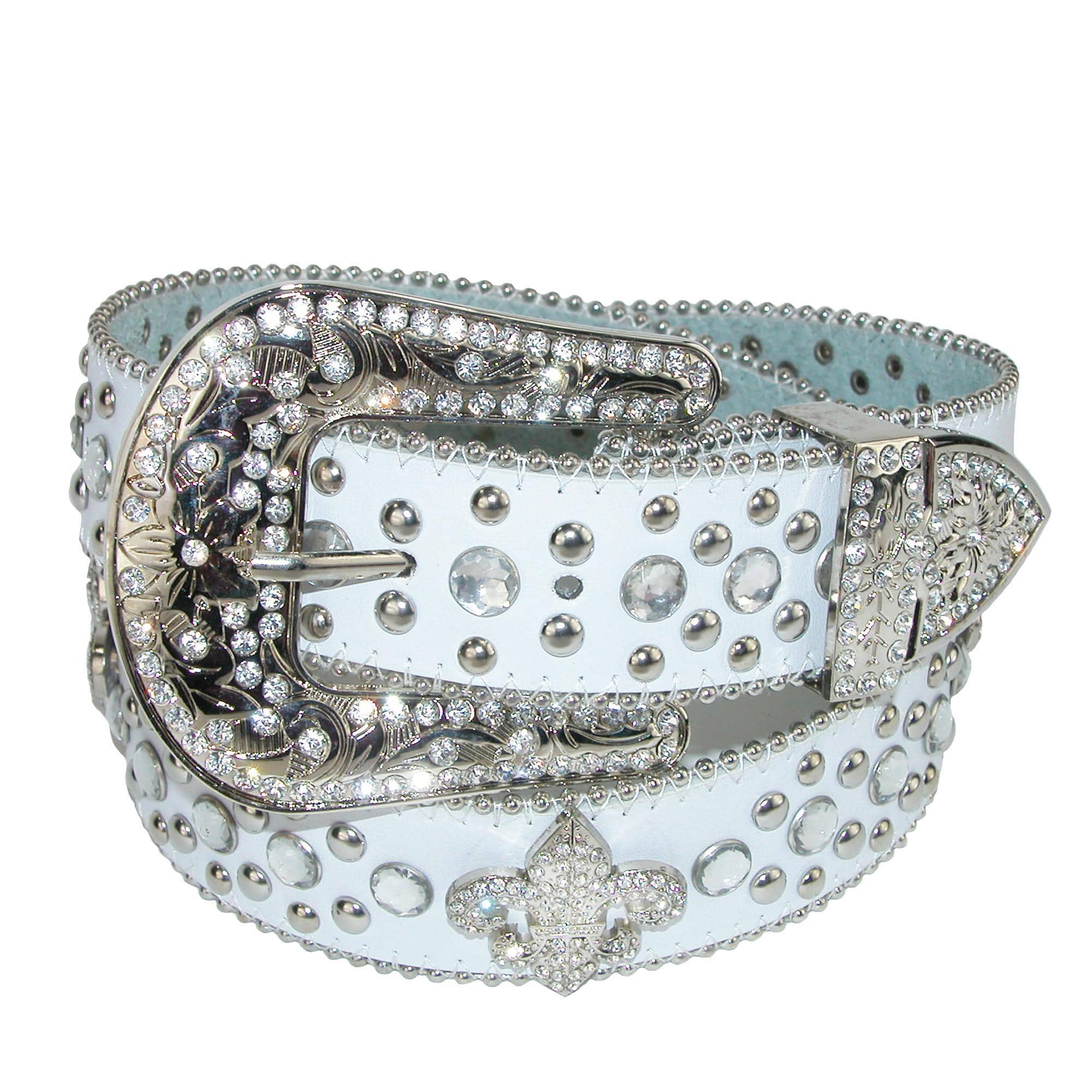 Women's Fleur de Lis Studded Rhinestone Belt by CTM | Casual And