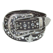 Women's Fleur de Lis Studded Rhinestone Western Bling Belt