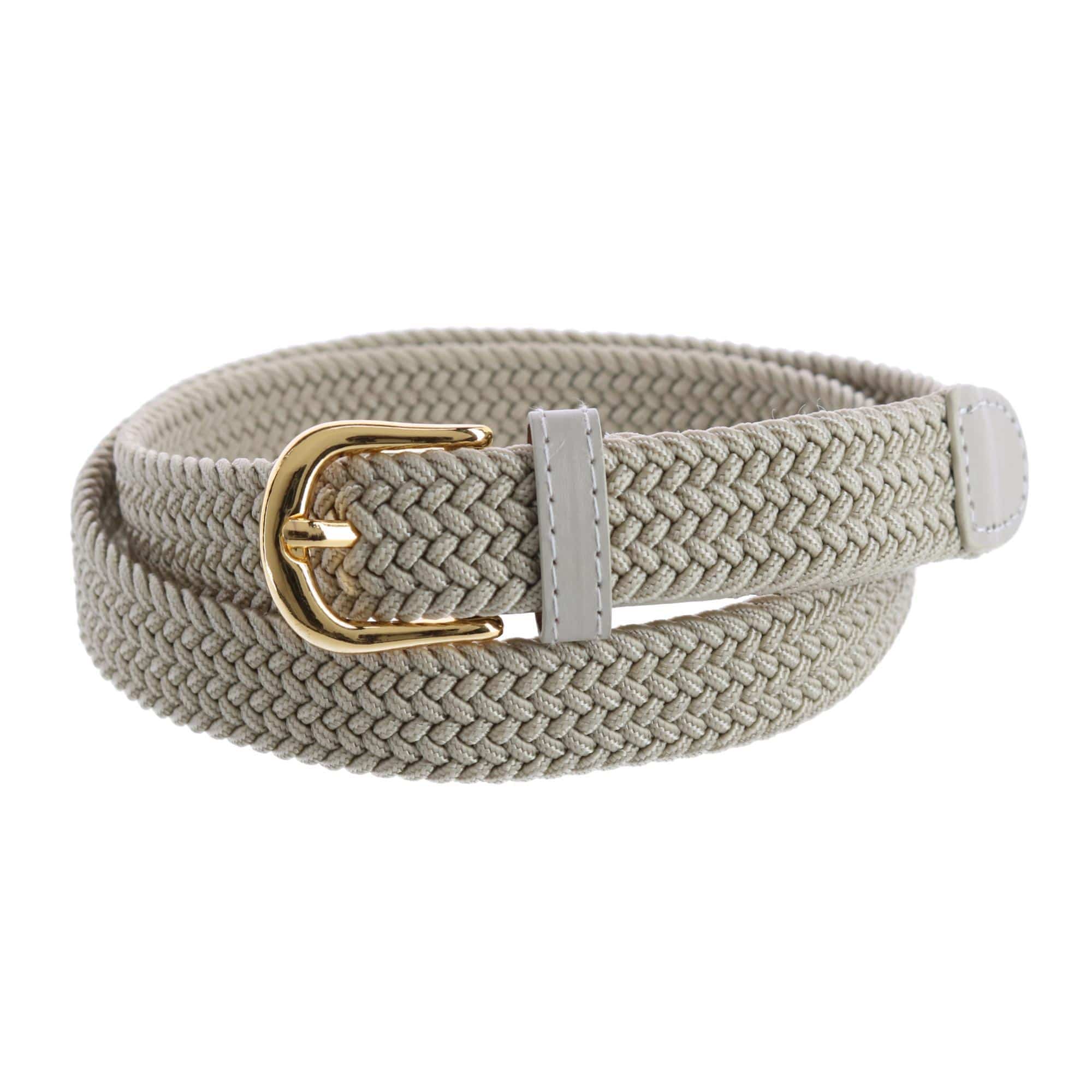 CTM® Women's Elastic Braided Stretch Belt with Gold Buckle 1 Inch