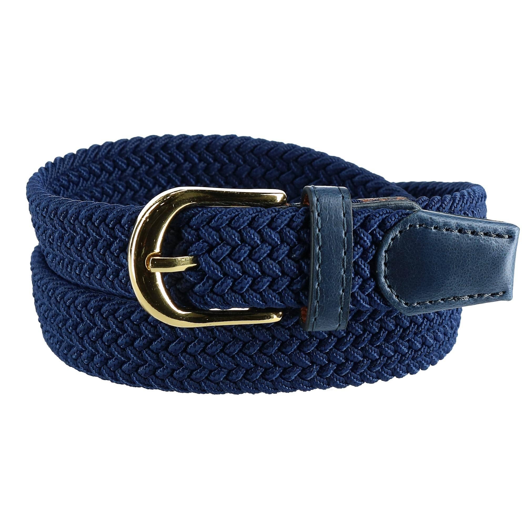 CTM® Women's Elastic Braided Stretch Belt with Gold Buckle 1 Inch