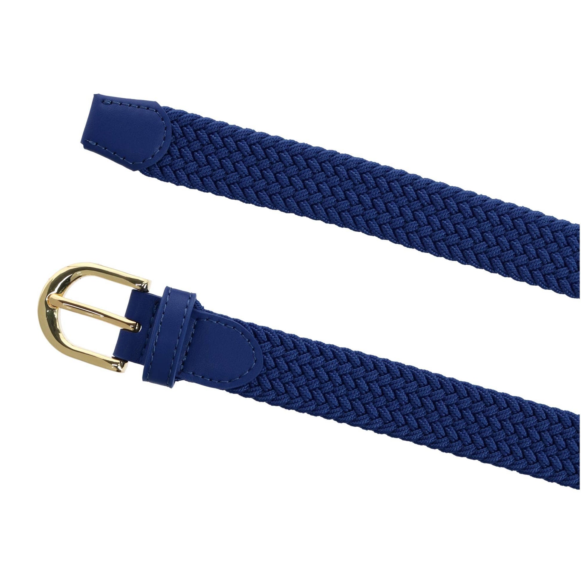 CTM® Women's Elastic Braided Stretch Belt with Gold Buckle 1 Inch - Royal