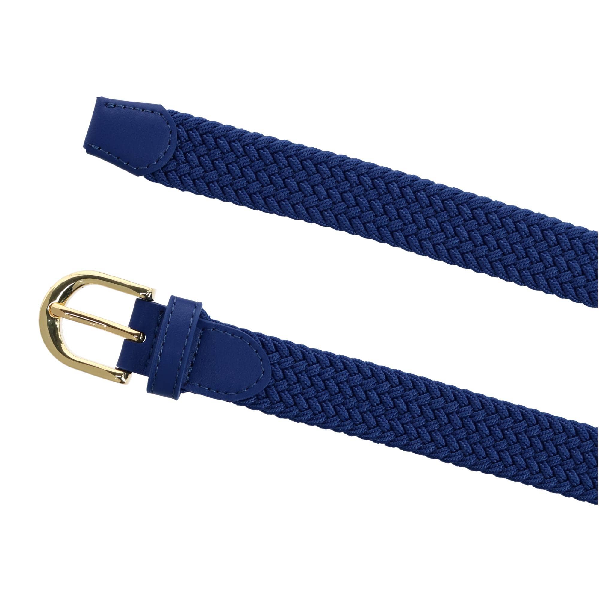 CTM® Women's Elastic Braided Stretch Belt with Gold Buckle 1 Inch - Royal