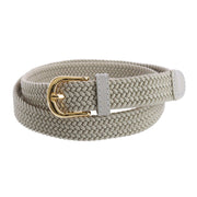 Women's Elastic Braided Stretch Belt with Gold Buckle 1 Inch