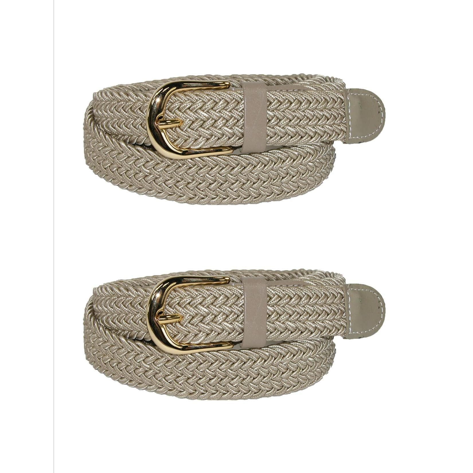 CTM® Women's Elastic Braided Stretch Belt (Pack of 2)