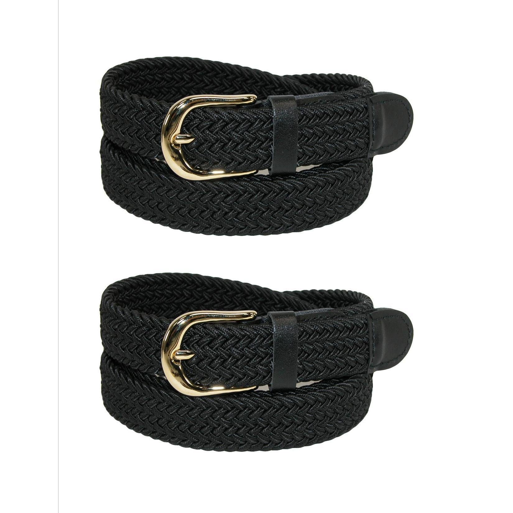 CTM® Women's Elastic Braided Stretch Belt (Pack of 2)