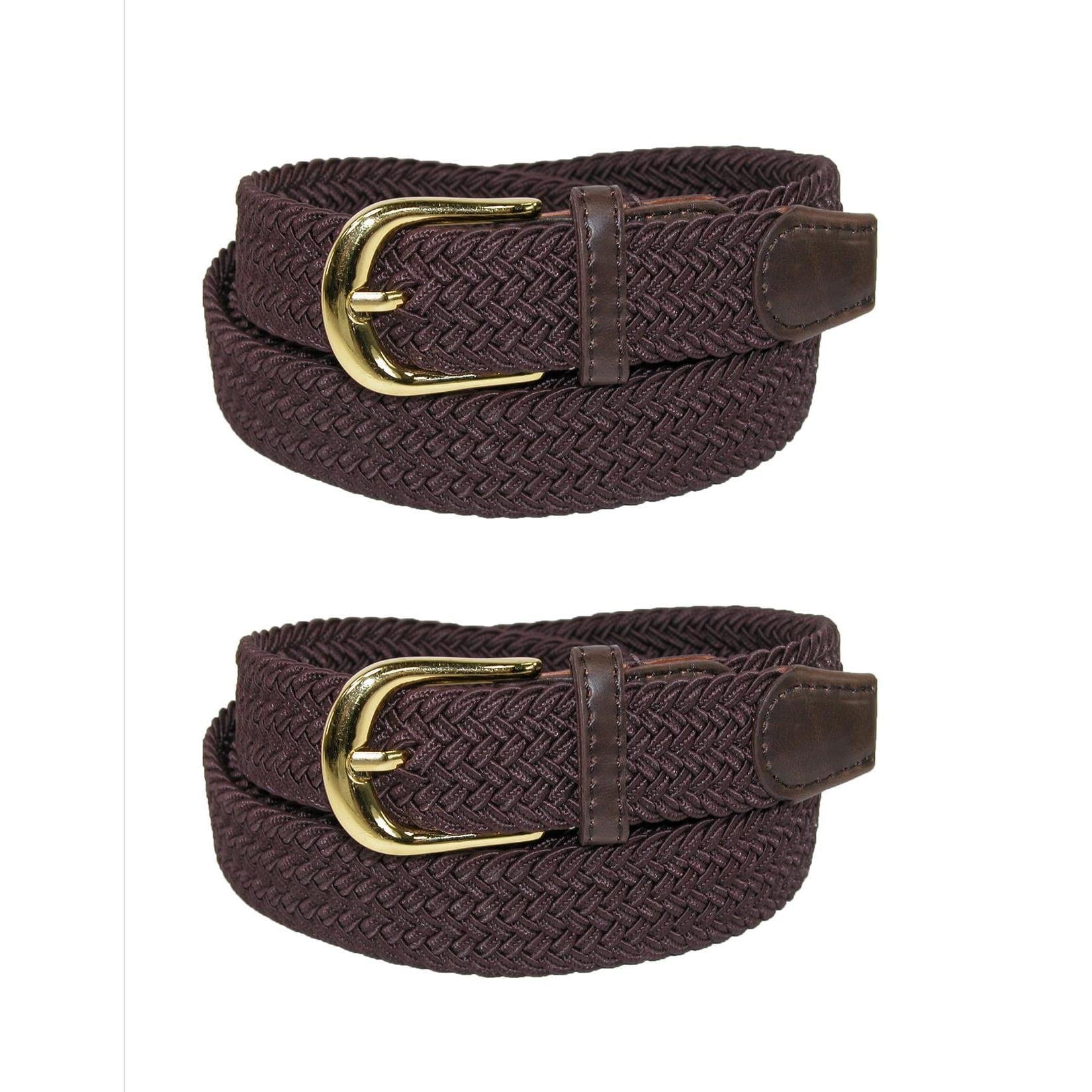 CTM® Women's Elastic Braided Stretch Belt (Pack of 2)