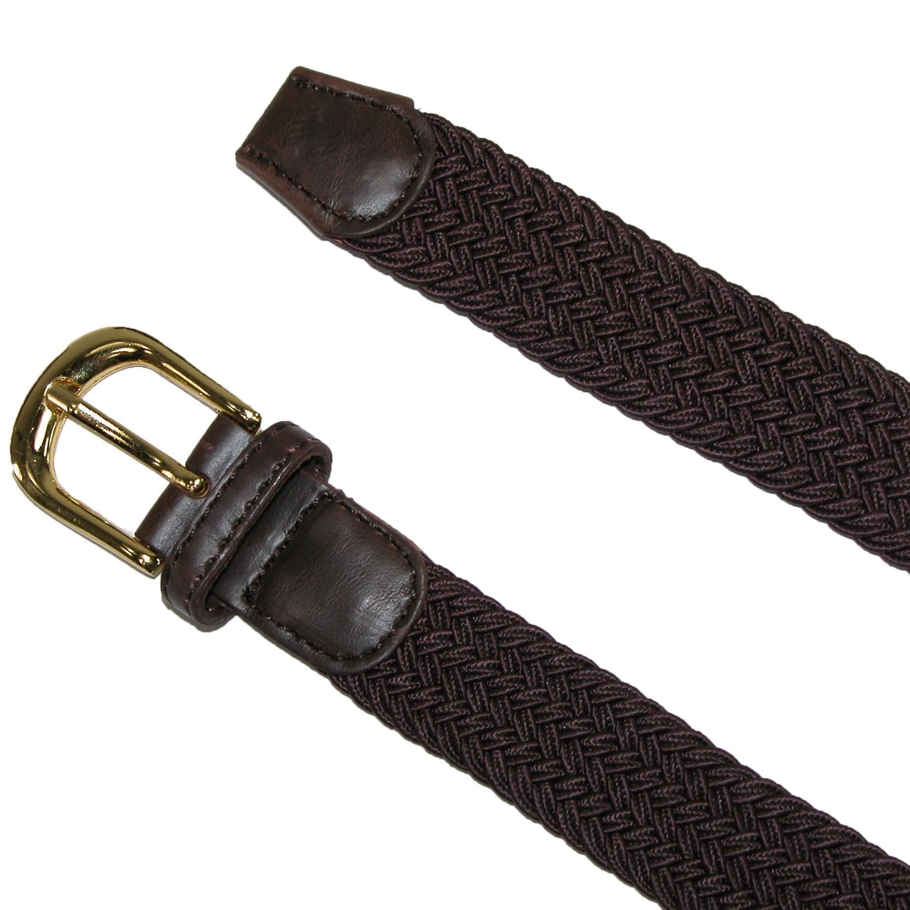 CTM® Women's Elastic Braided Stretch Belt (Pack of 2) - Brown
