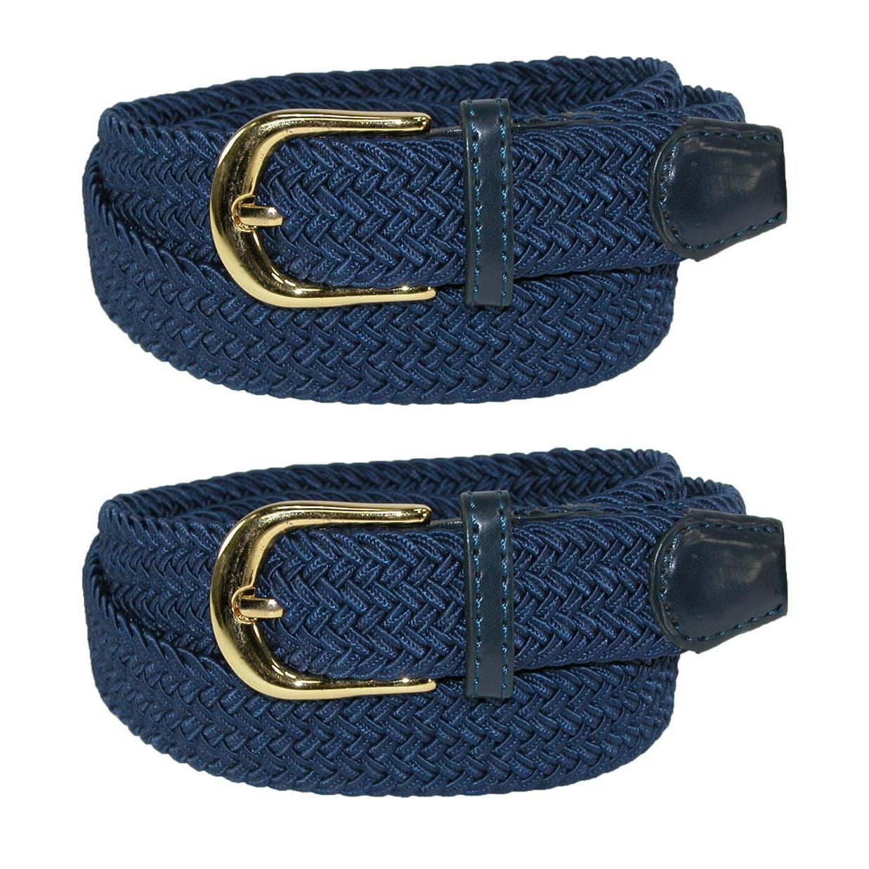CTM® Women's Elastic Braided Stretch Belt (Pack of 2) - Navy