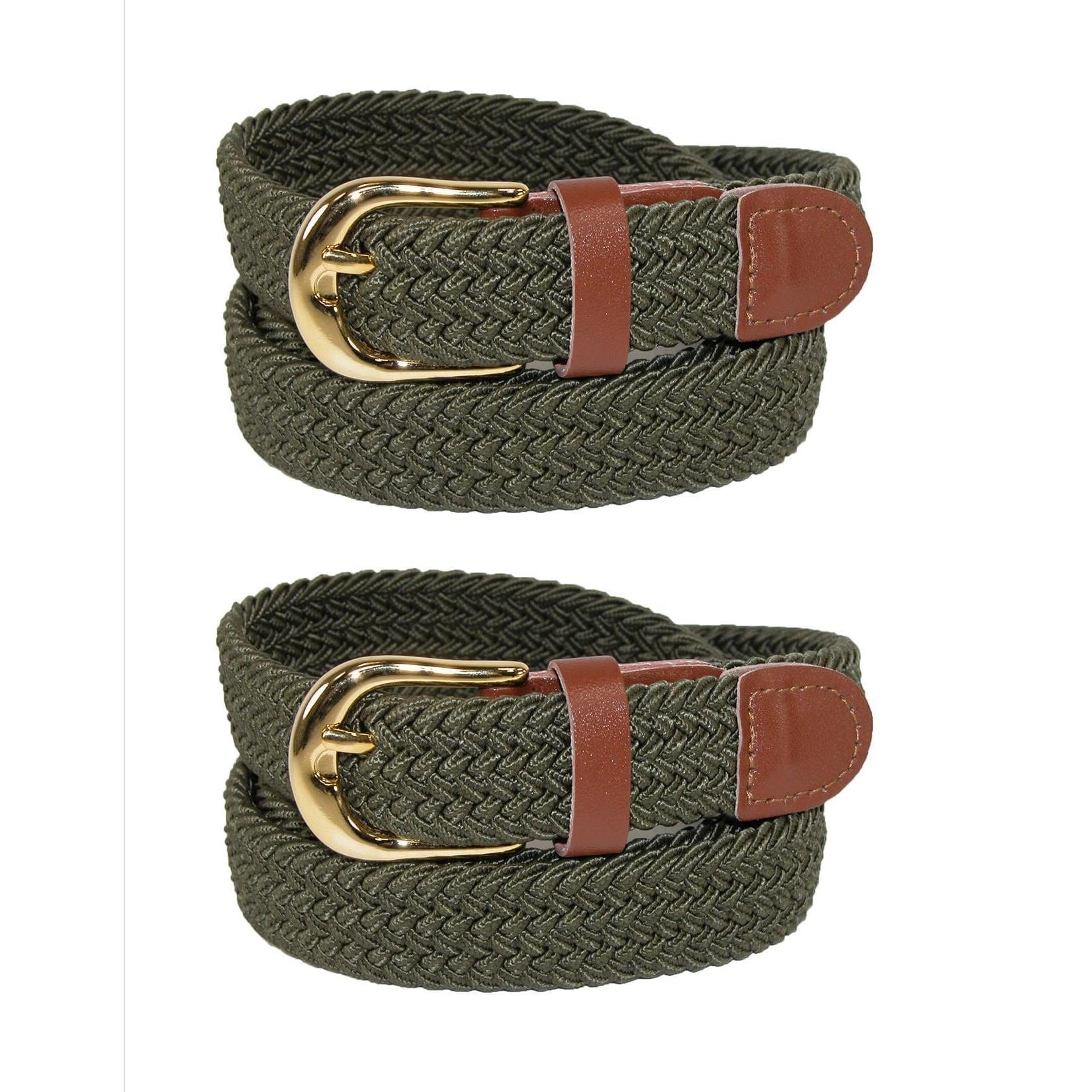 CTM® Women's Elastic Braided Stretch Belt (Pack of 2)