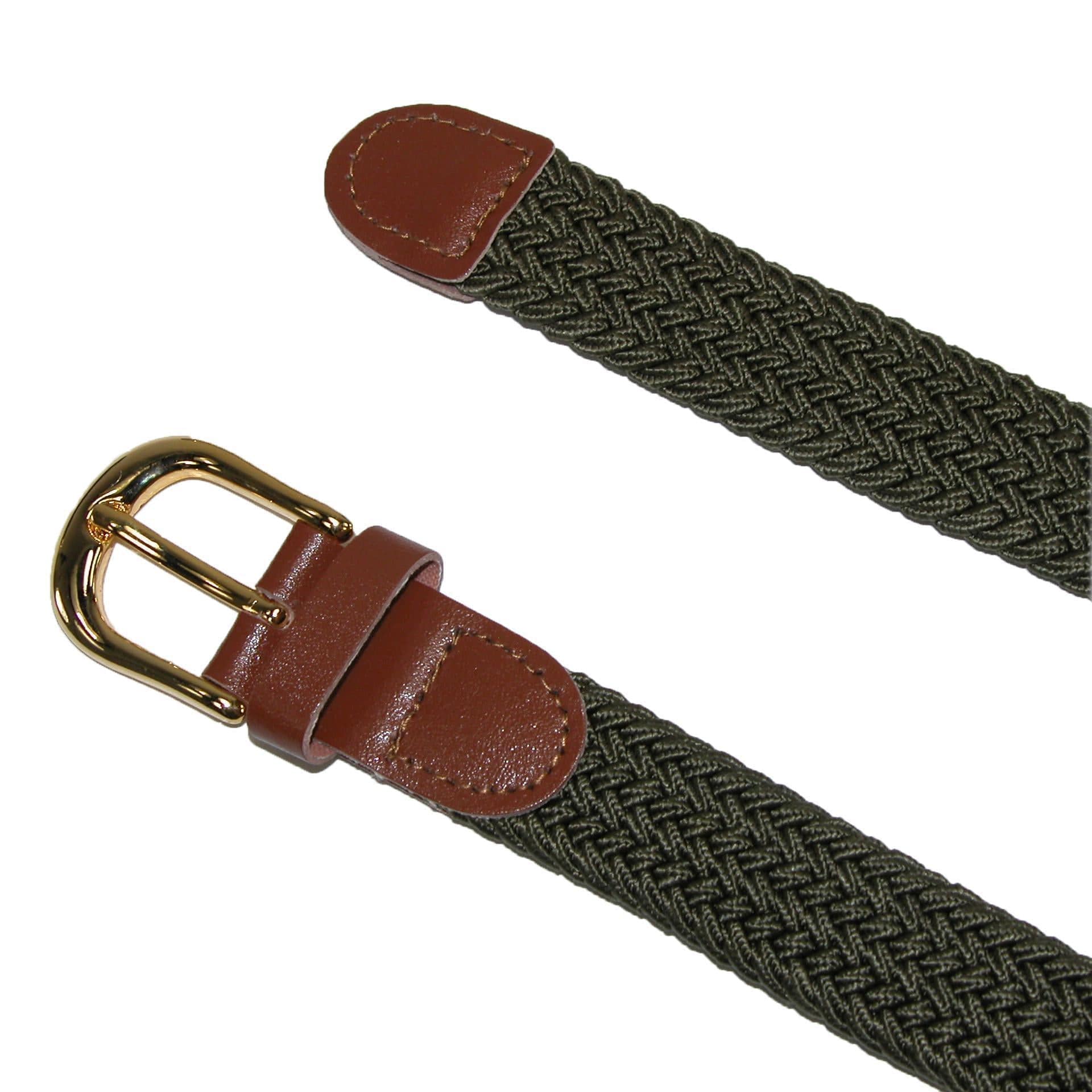 CTM® Women's Elastic Braided Stretch Belt (Pack of 2) - Olive