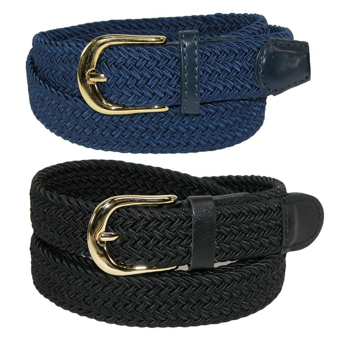 CTM® Women's Elastic Braided Stretch Belt (Pack of 2 Colors)