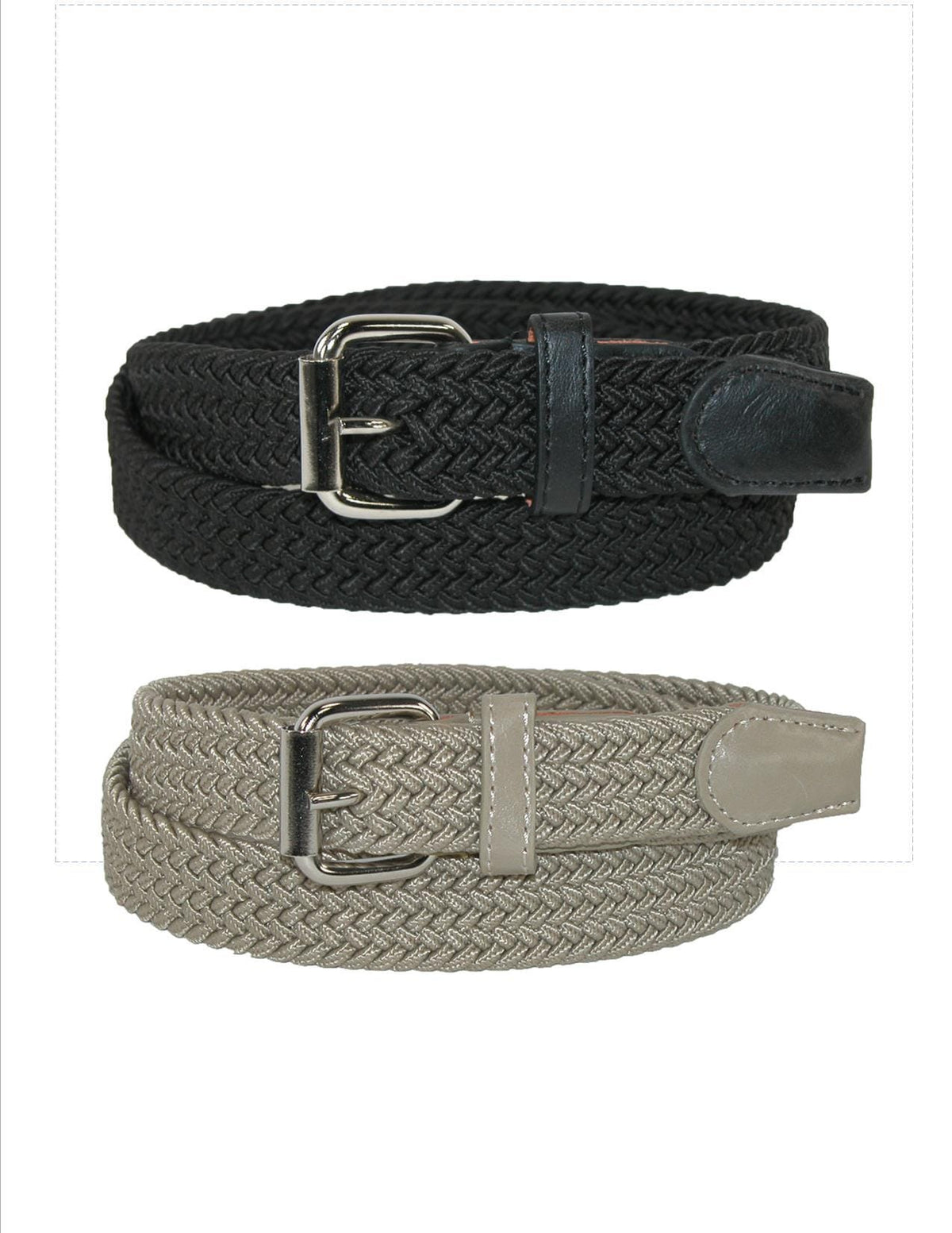 CTM® Kids' Elastic Braided Stretch Belt (Pack of 2 Colors) - Kids' Elastic Braided Stretch Belt (Pack of 2 Colors)