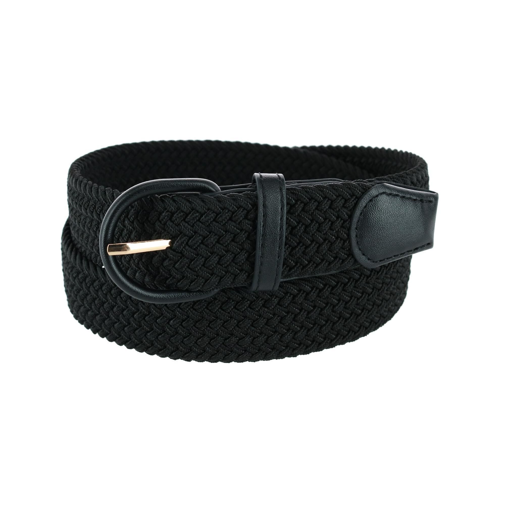 CTM® Men's Elastic Braided Belt with Covered Buckle (Big & Tall Available)