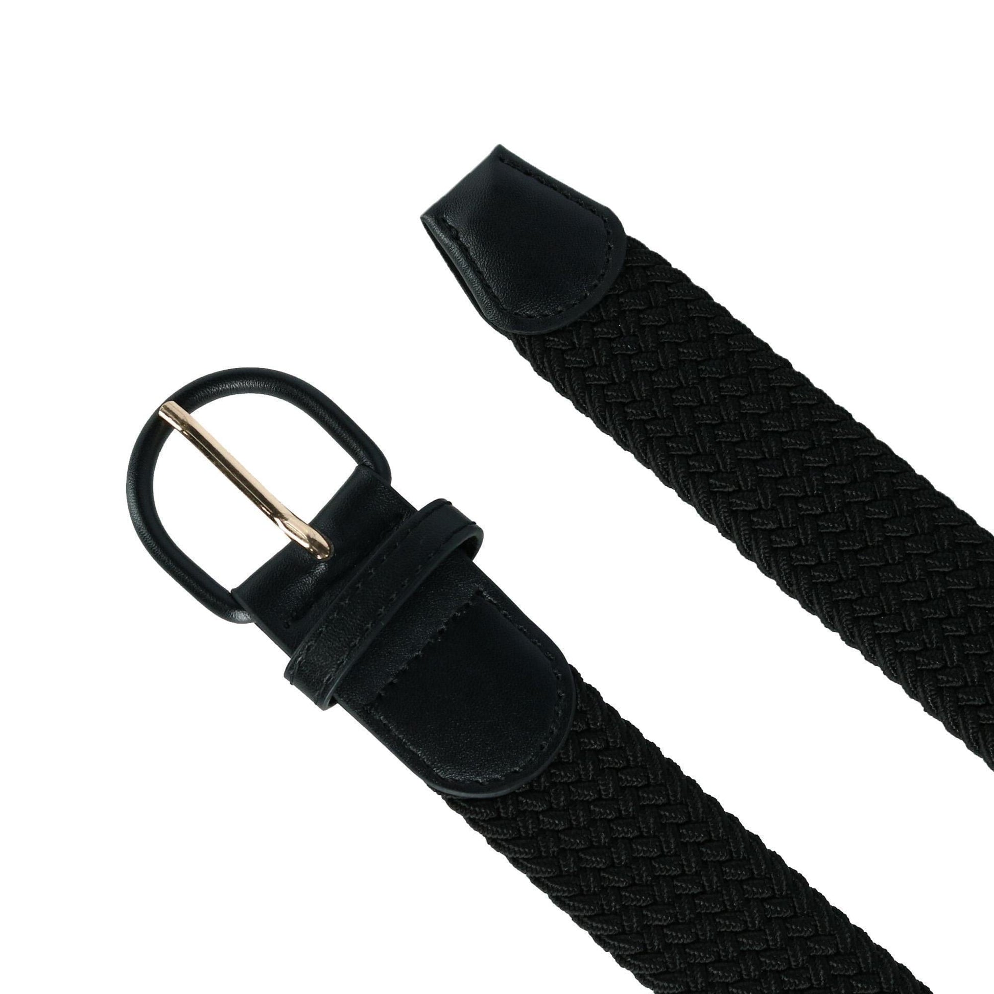 CTM® Men's Elastic Braided Belt with Covered Buckle (Big & Tall Available) - Black