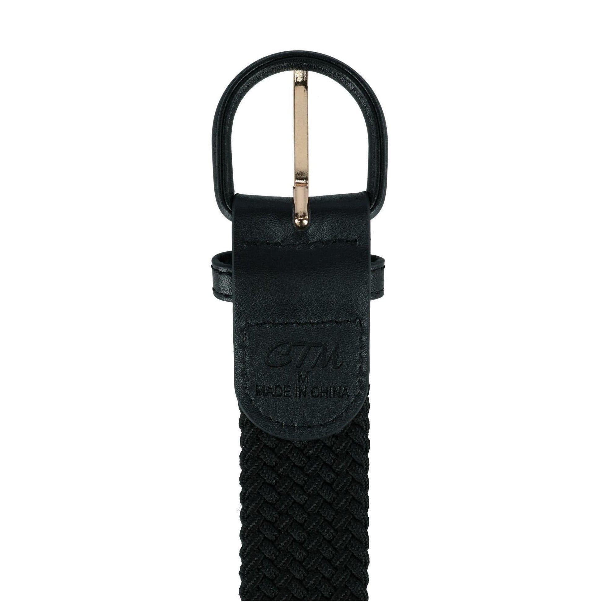 CTM® Men's Elastic Braided Belt with Covered Buckle (Big & Tall Available) - Black