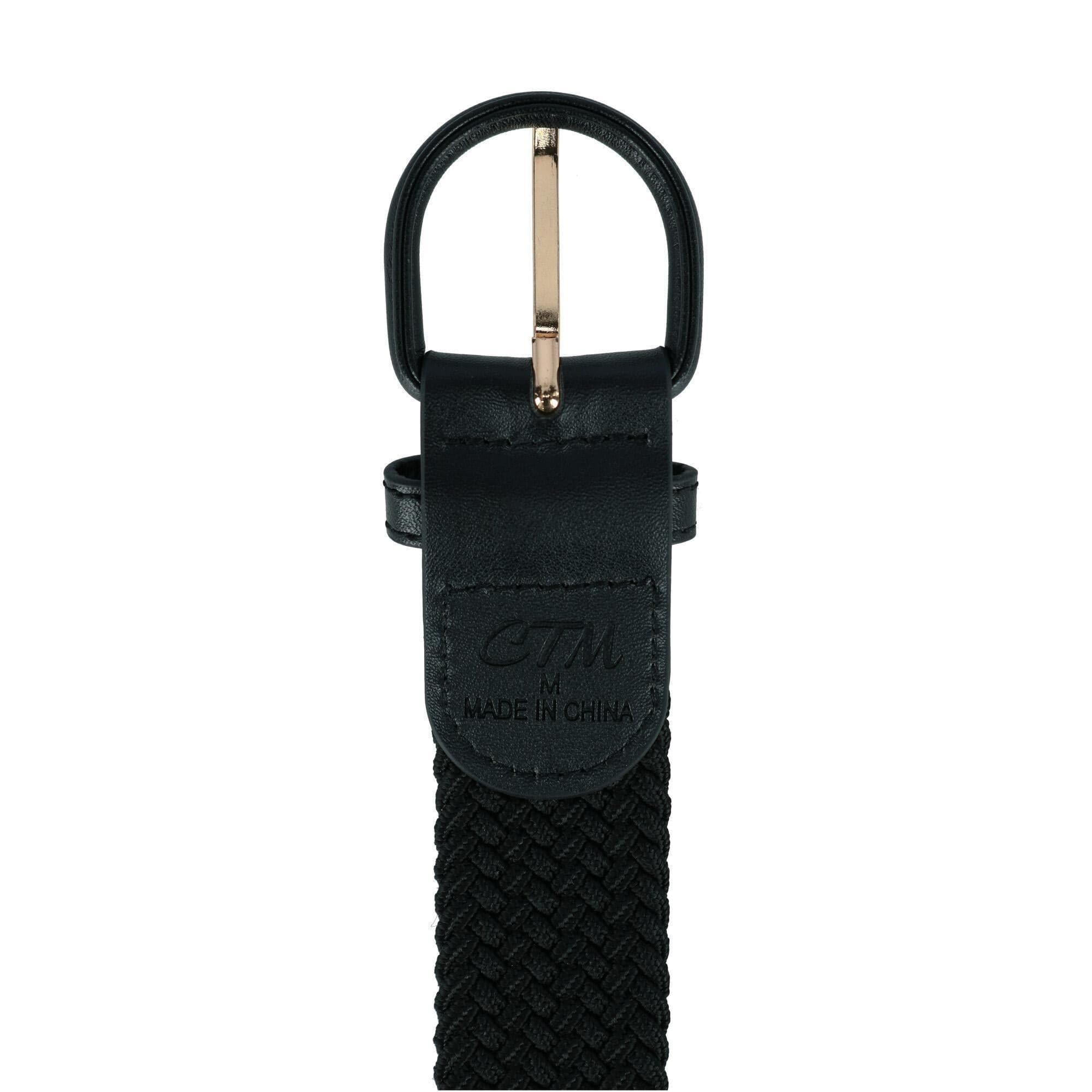 CTM® Men's Elastic Braided Belt with Covered Buckle (Big & Tall Available) - Black