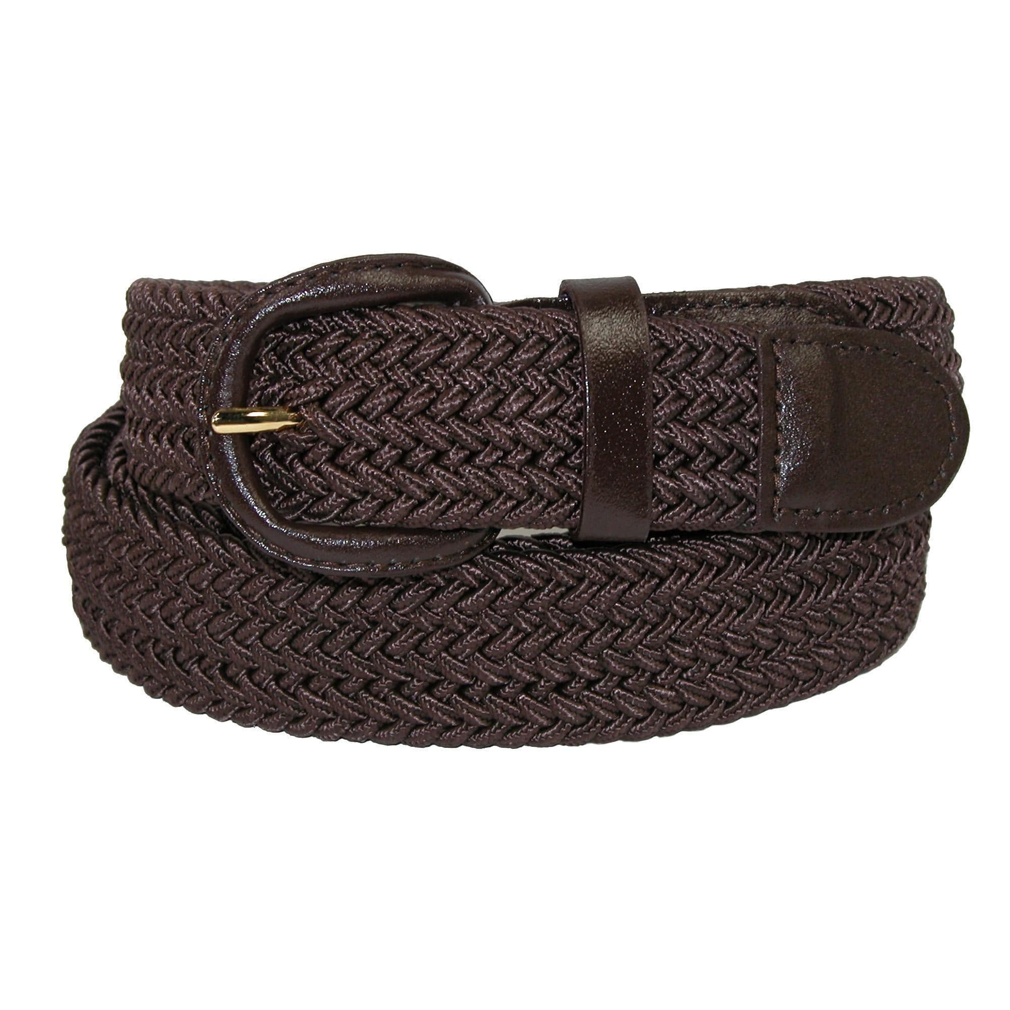 CTM® Men's Elastic Braided Belt with Covered Buckle (Big & Tall Available) - Brown