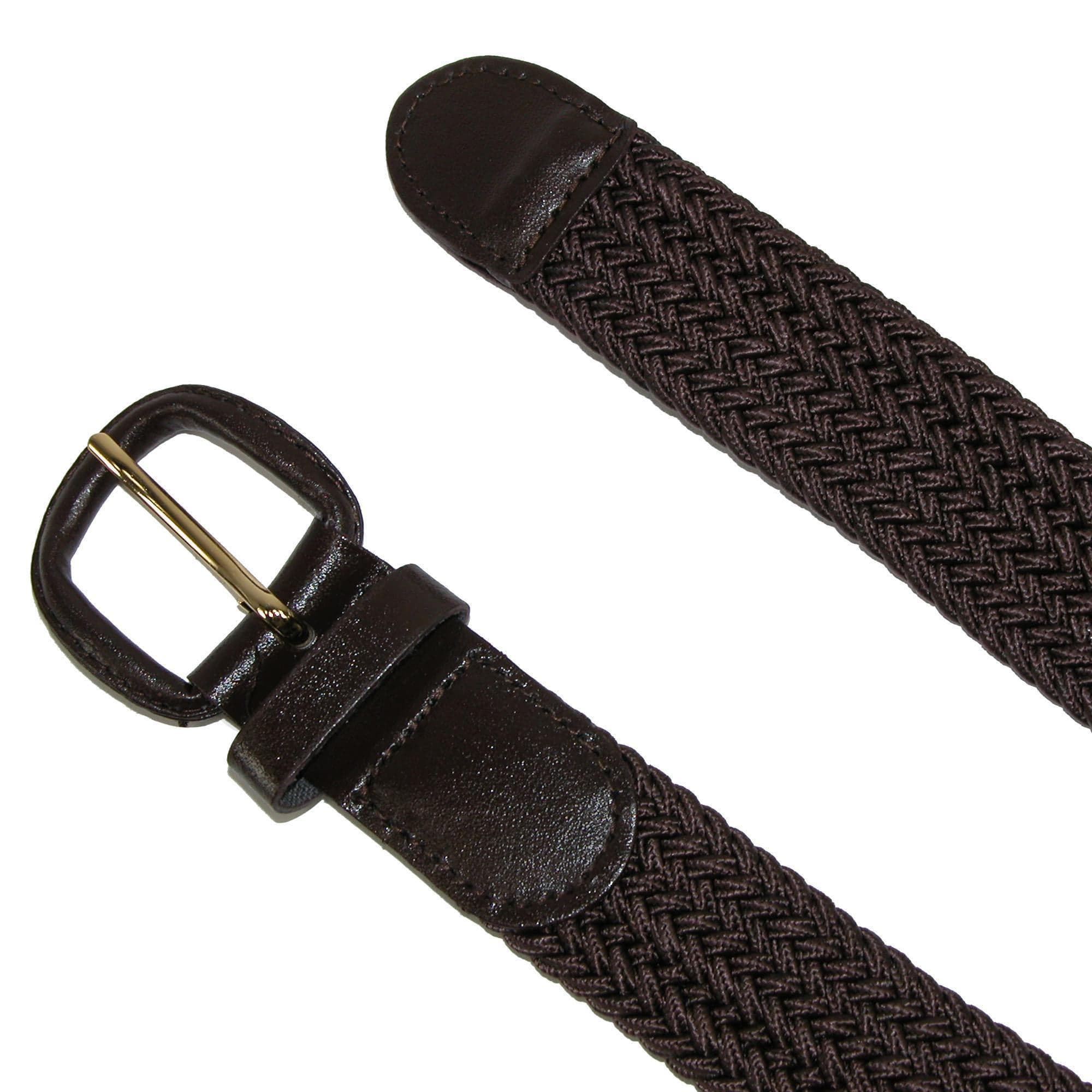 CTM® Men's Elastic Braided Belt with Covered Buckle (Big & Tall Available) - Brown