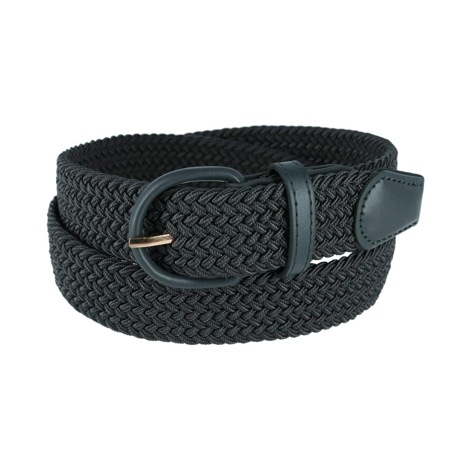 CTM® Men's Elastic Braided Belt with Covered Buckle (Big & Tall Available) - Grey